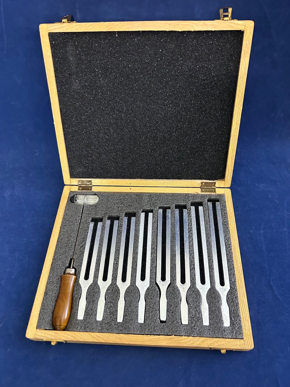 Supertek Scientific Scale Aluminum Tuning Forks Set of 8 with Hammer and Case