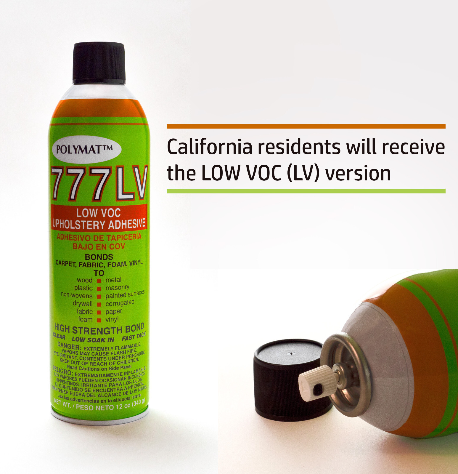 (1) 12oz Can of Polymat 777 Glue SPRAY ADHESIVE