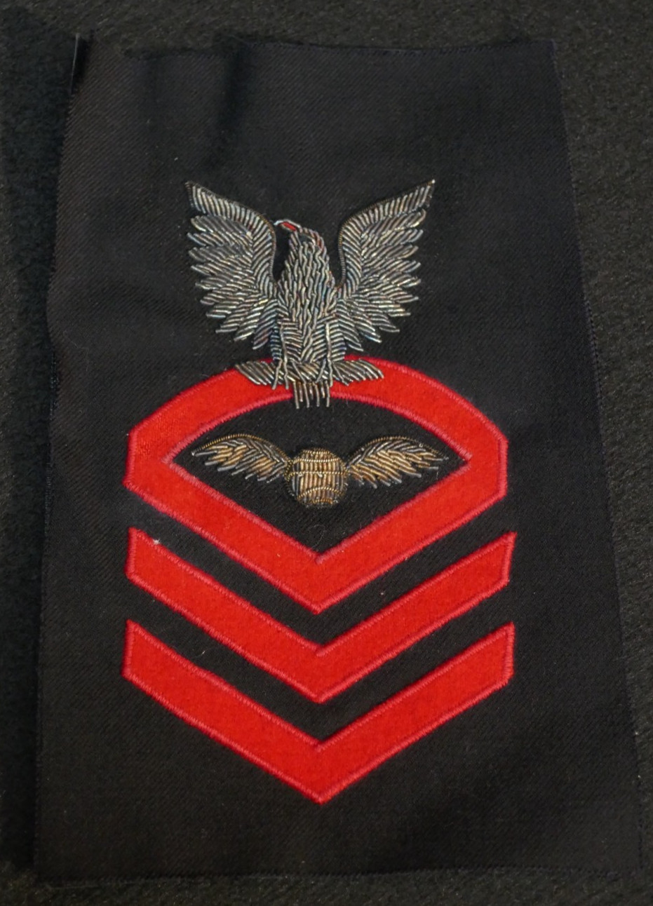 WWII Era USN Navy CPO Chief Aviation Electricians Mate Silver Bullion Rate Patch