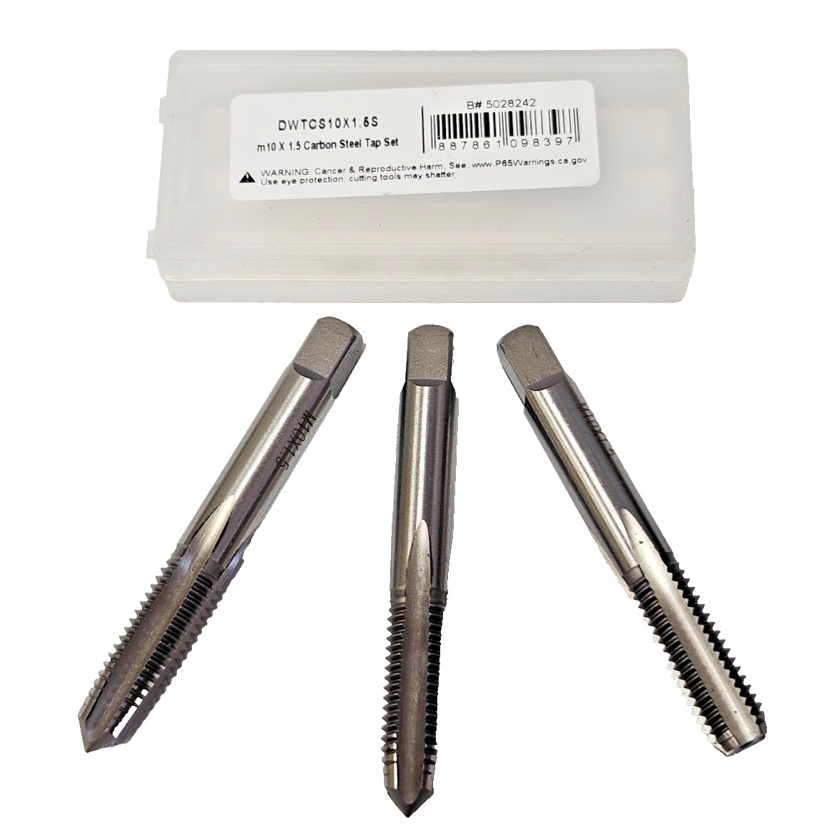 M10 x 1.5 Tap Set DWTCS10X1.5X 3PC CS Taper Plug Bottom by Drill America