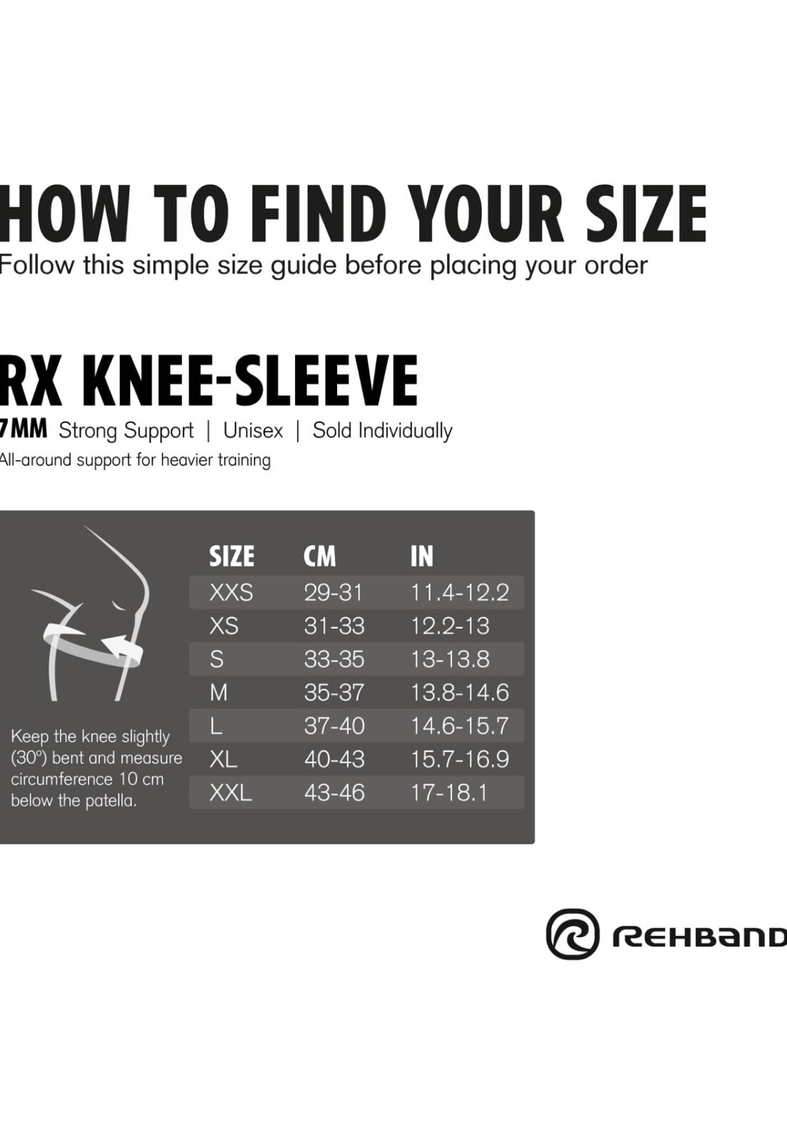 Rehband Rx Knee Sleeve 7mm 1 Piece -