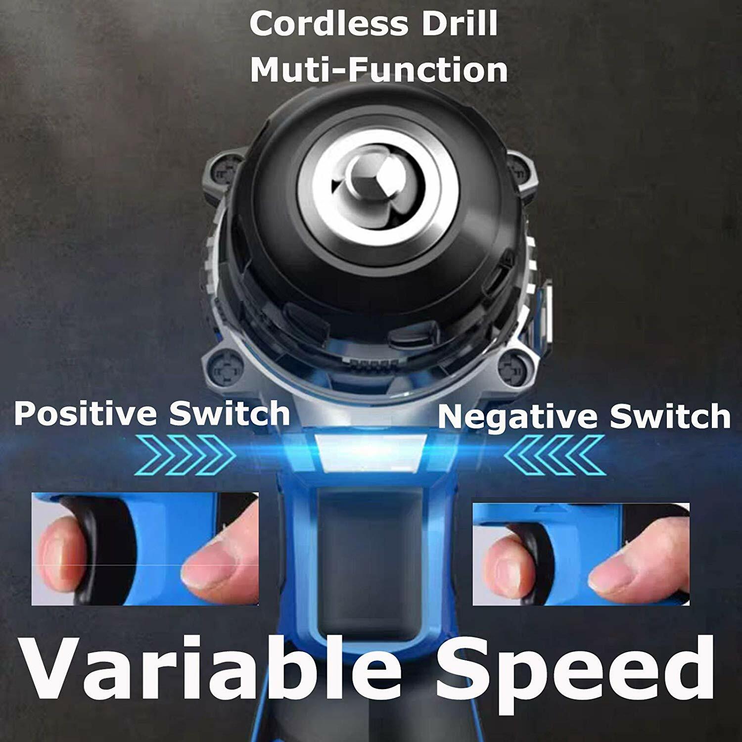 21-Volt drill 2 Speed Electric Cordless Drill / Driver with Bits Set / Battery