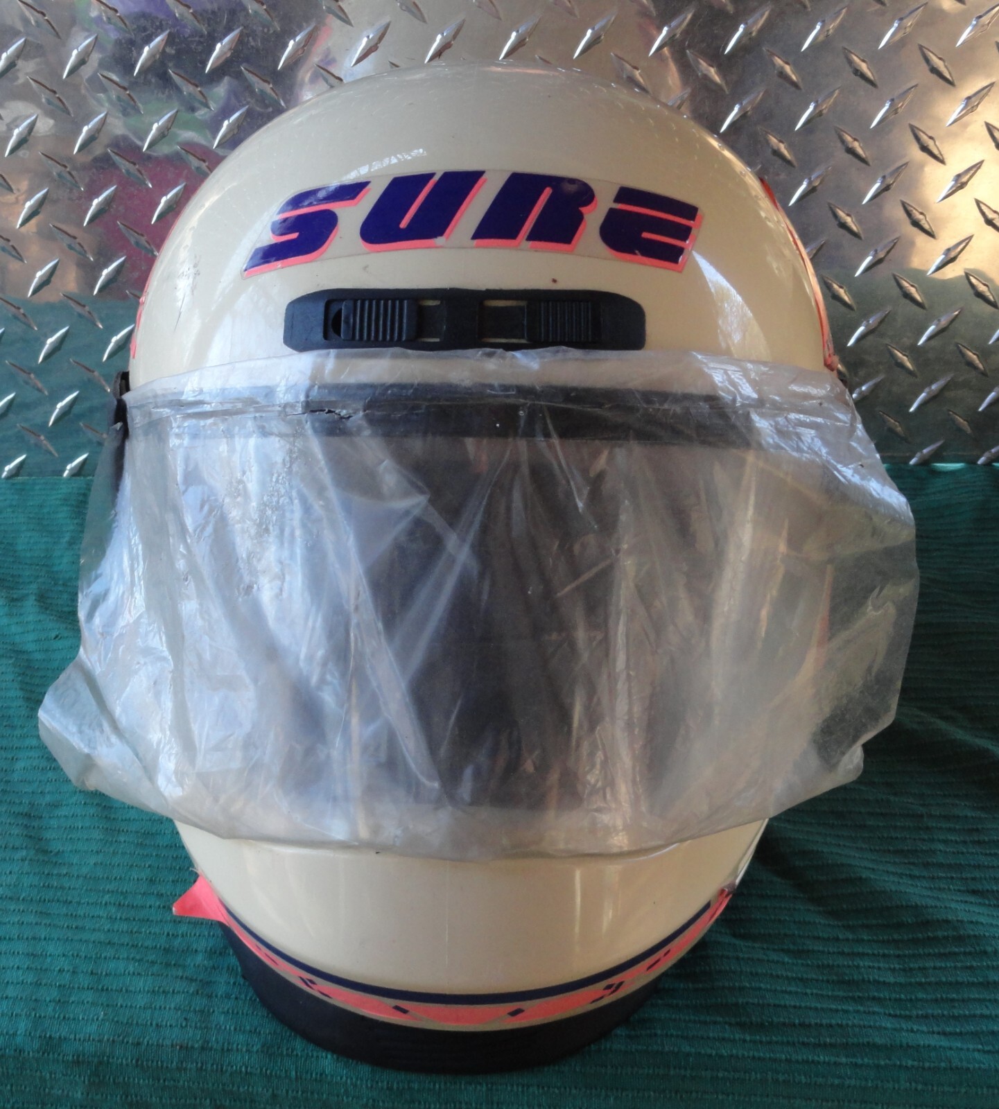 VINTAGE SMALL SURE S8 HELMET W/SHIELD UNUSED LONG-TERM STORAGE MADE IN ITALY