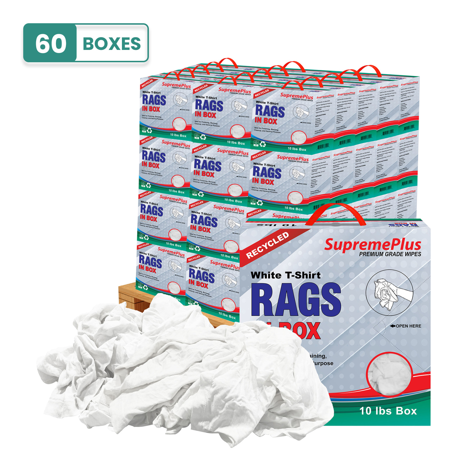 White Knit T-Shirt Rags 600 lbs. Pallet 60 x 10 lbs. Compressed Boxes