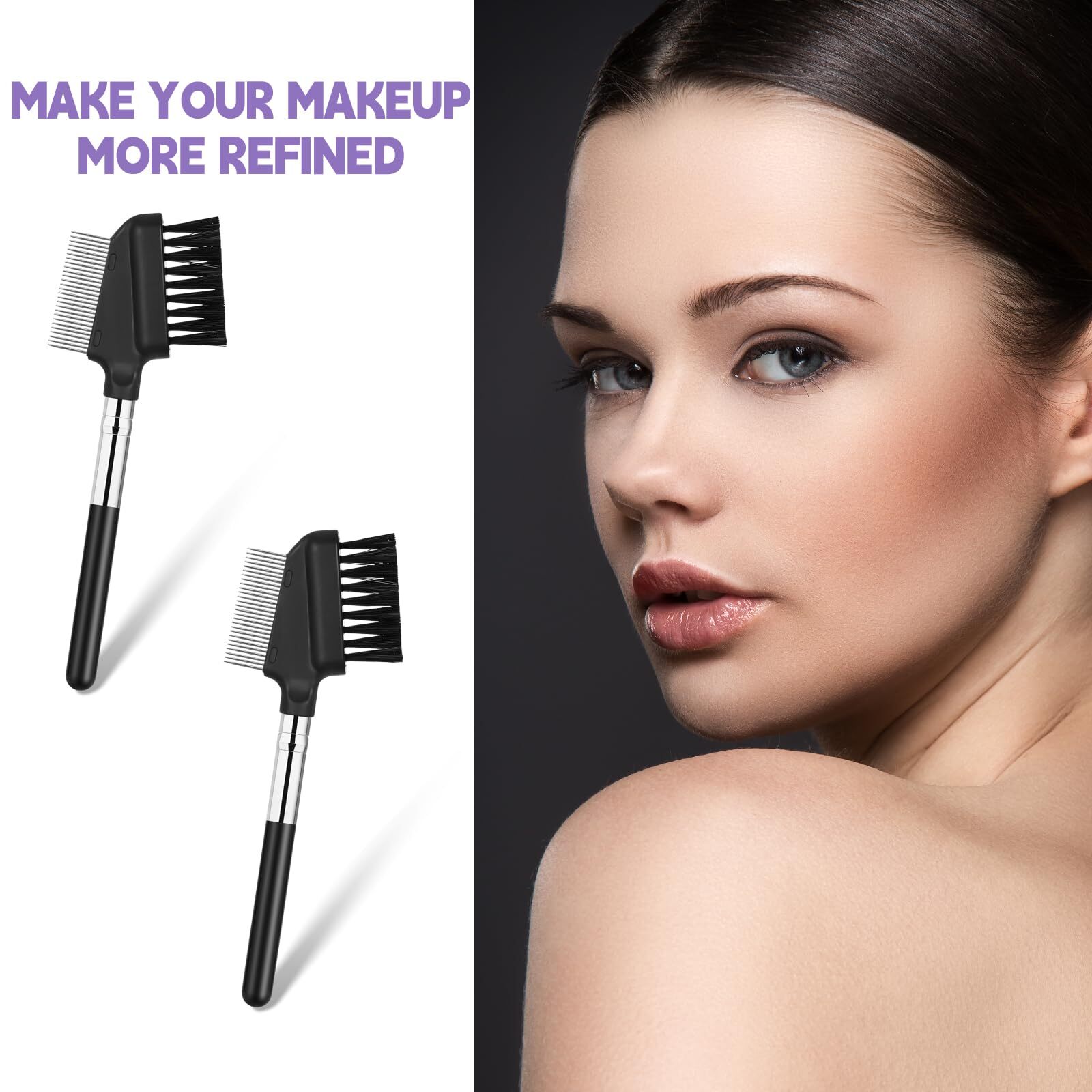 Small Eyelash Comb 2 Pack Metal Eyelash Brush Eyelash Separator Tool Eyebrow ...