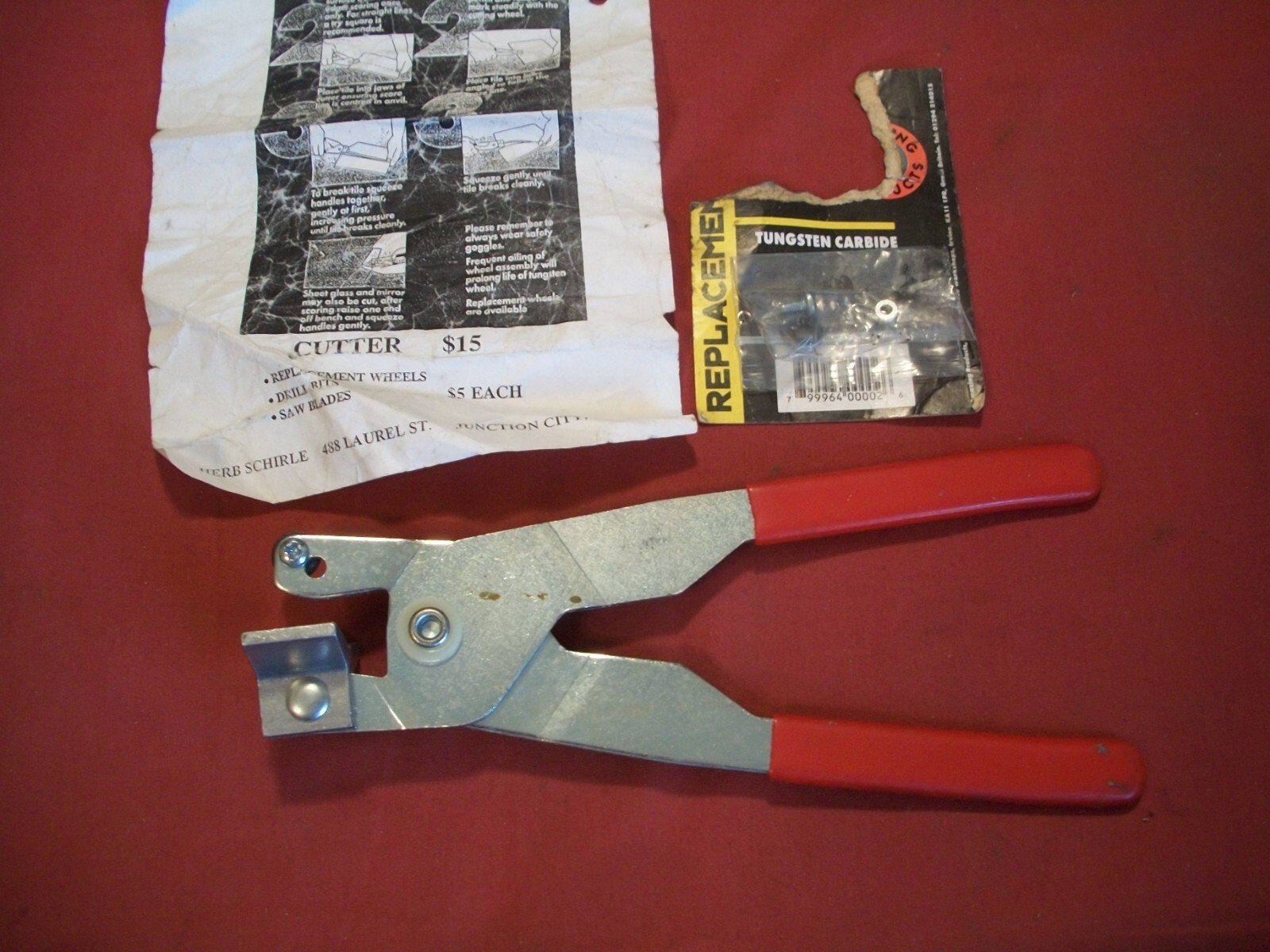 Herb Schirle Tile & Glass Cutter With Extra Cutting Wheel, NOS