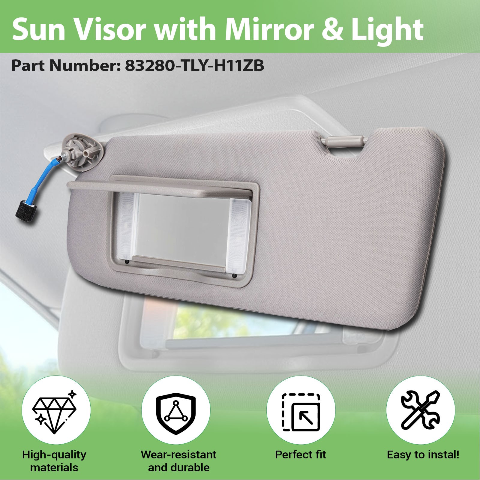 For 2017-2022 Honda CR-V CRV Left Driver Sun VIsor w/ Light Gray 83280-TLA-A62