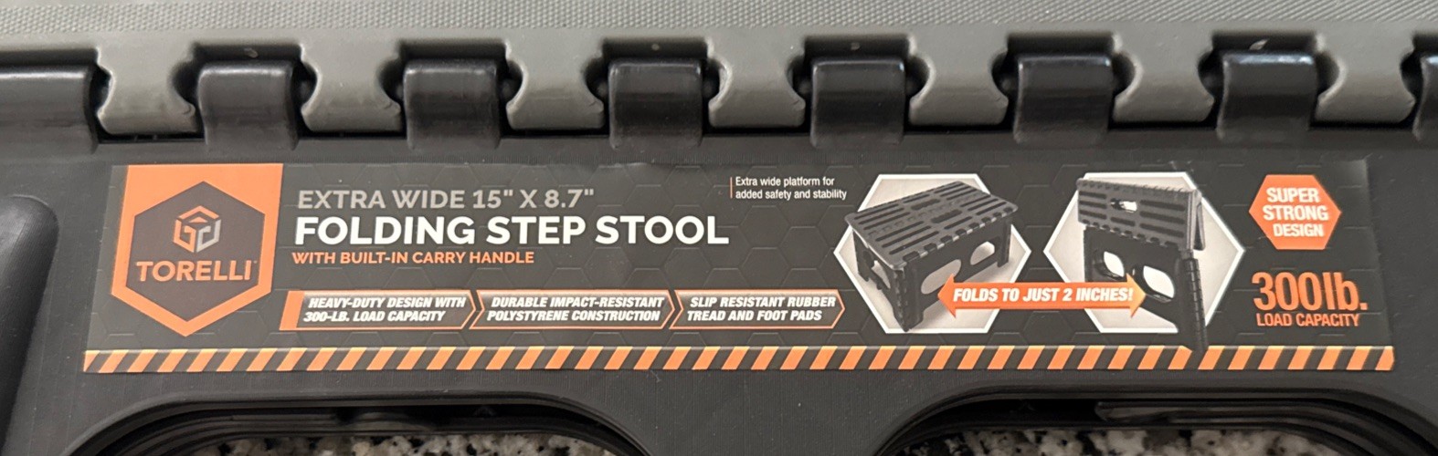 Torelli Extra Wide Folding Step Stool 300lb. Capacity 15 x 8.7 Extra Wide
