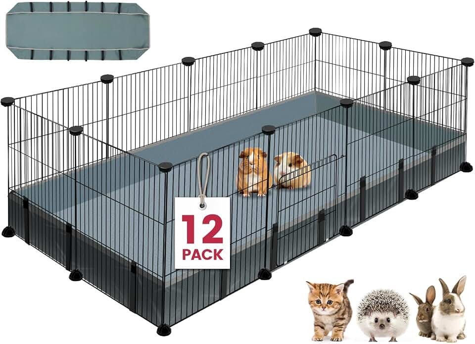 VISCOO 12 Panels Small Animal Playpen, 48" x 24" x 16" Pet