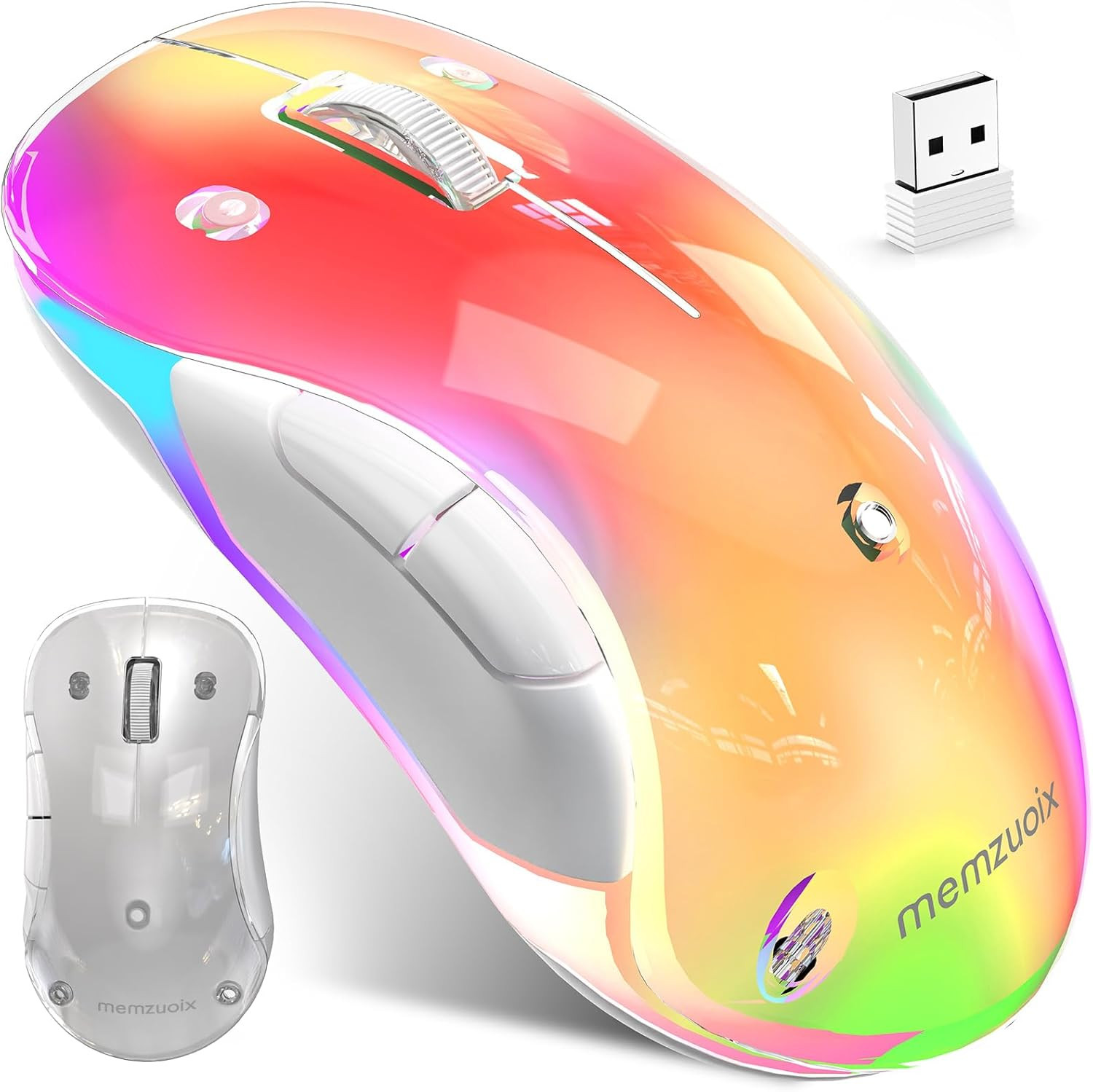 2.4G LED Wireless Mouse, Rechargeable Ergonomic Mouse with Detachable Cover, 140