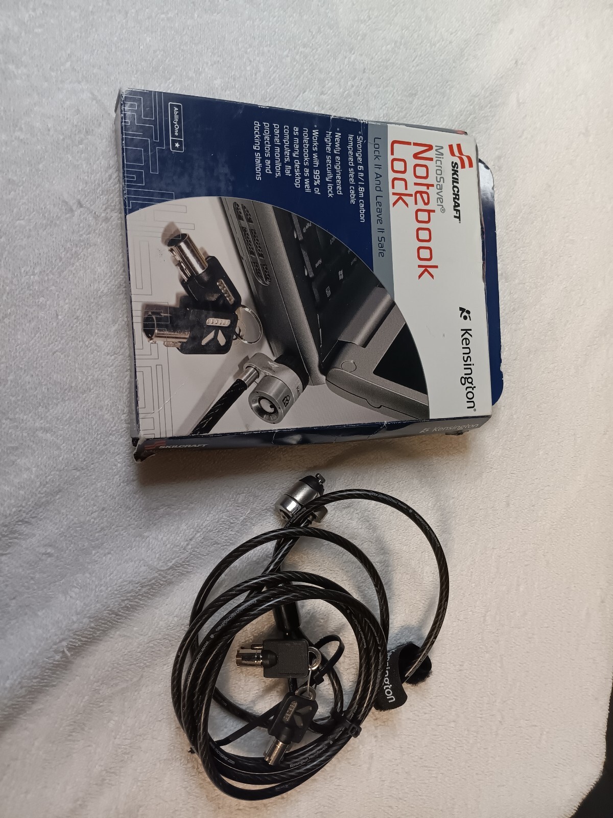 Skilcraft Laptop Security Lock And Cable 6ft Two Keys Silver 5340013842016