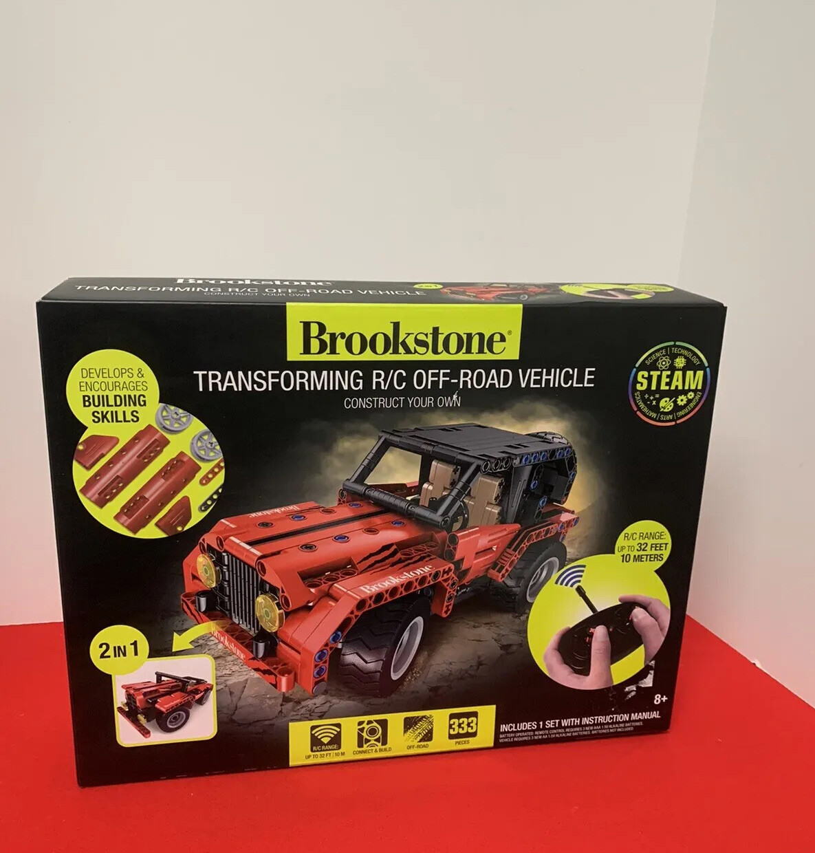 Brookstone BYO Remote Control RC Car Vehicle - Off-Road Truck! Red and white New