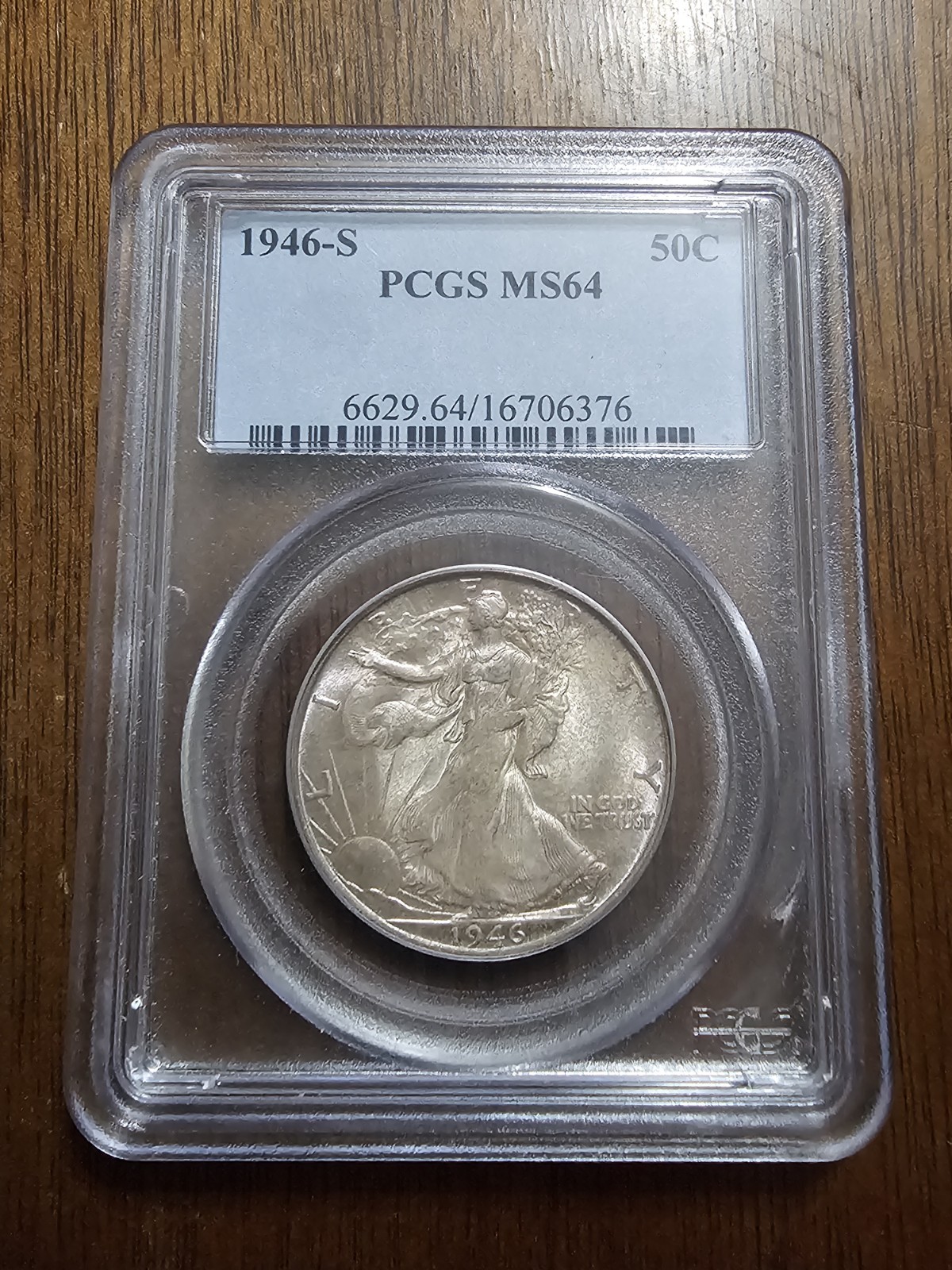 Nice Original Skin 1946-S Walking Liberty Half Dollar PCGS MS64 NASDAQ Label