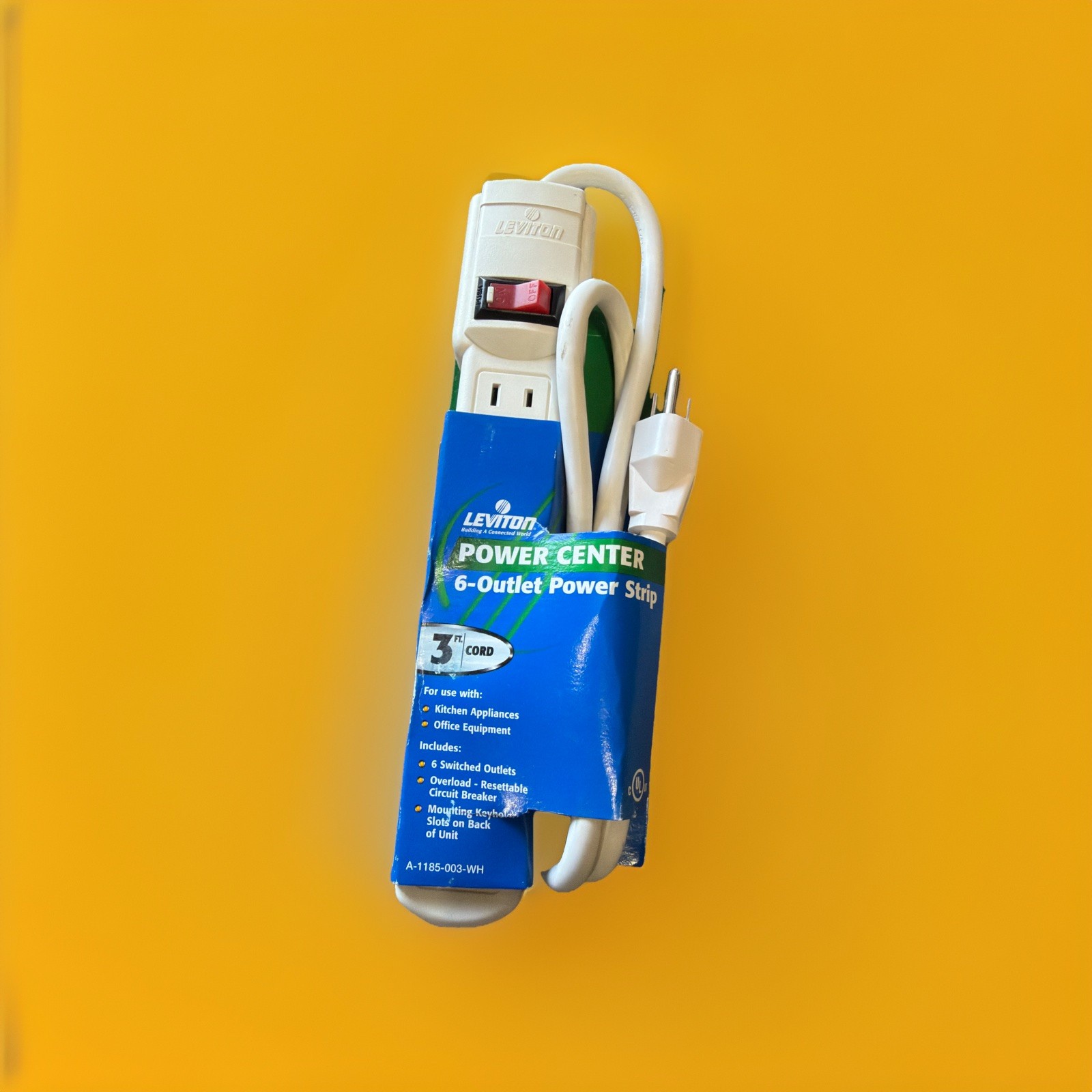 🔥Leviton A-1185-003-WH 6 Outlet Power Strip 3ft Cord Power Center ~ 7 Units