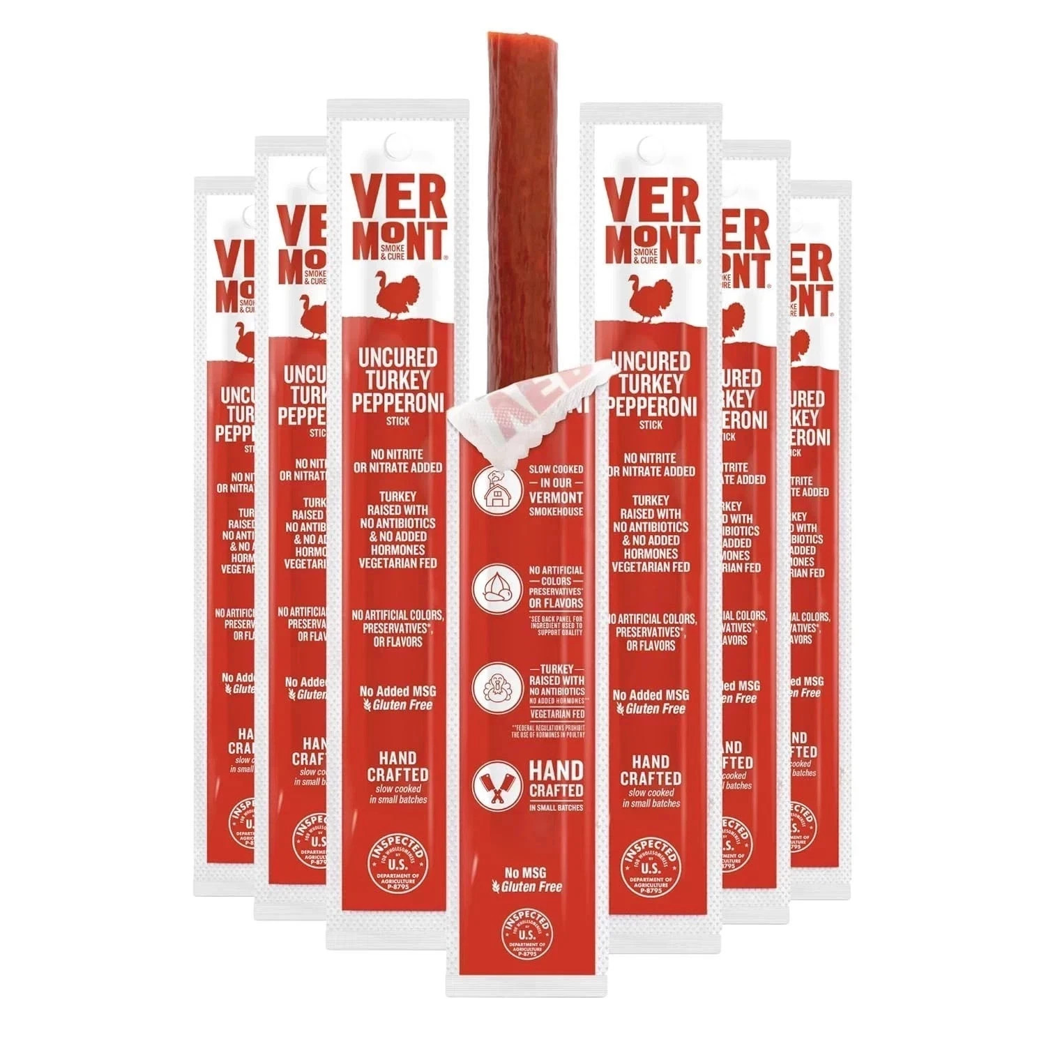 Vermont Smoke & Cure - Turkey Uncured Pepperoni Meat Sticks - Protein Snacks