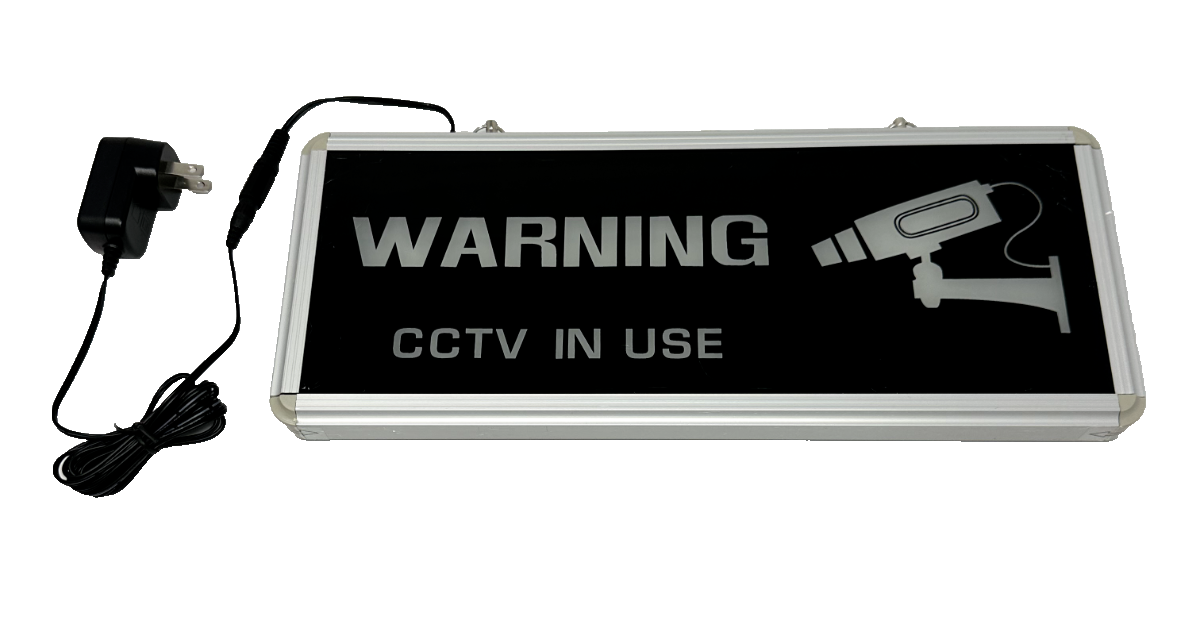 CCTV LED Lighted Security Camera Warning Sign w/Power Supply!
