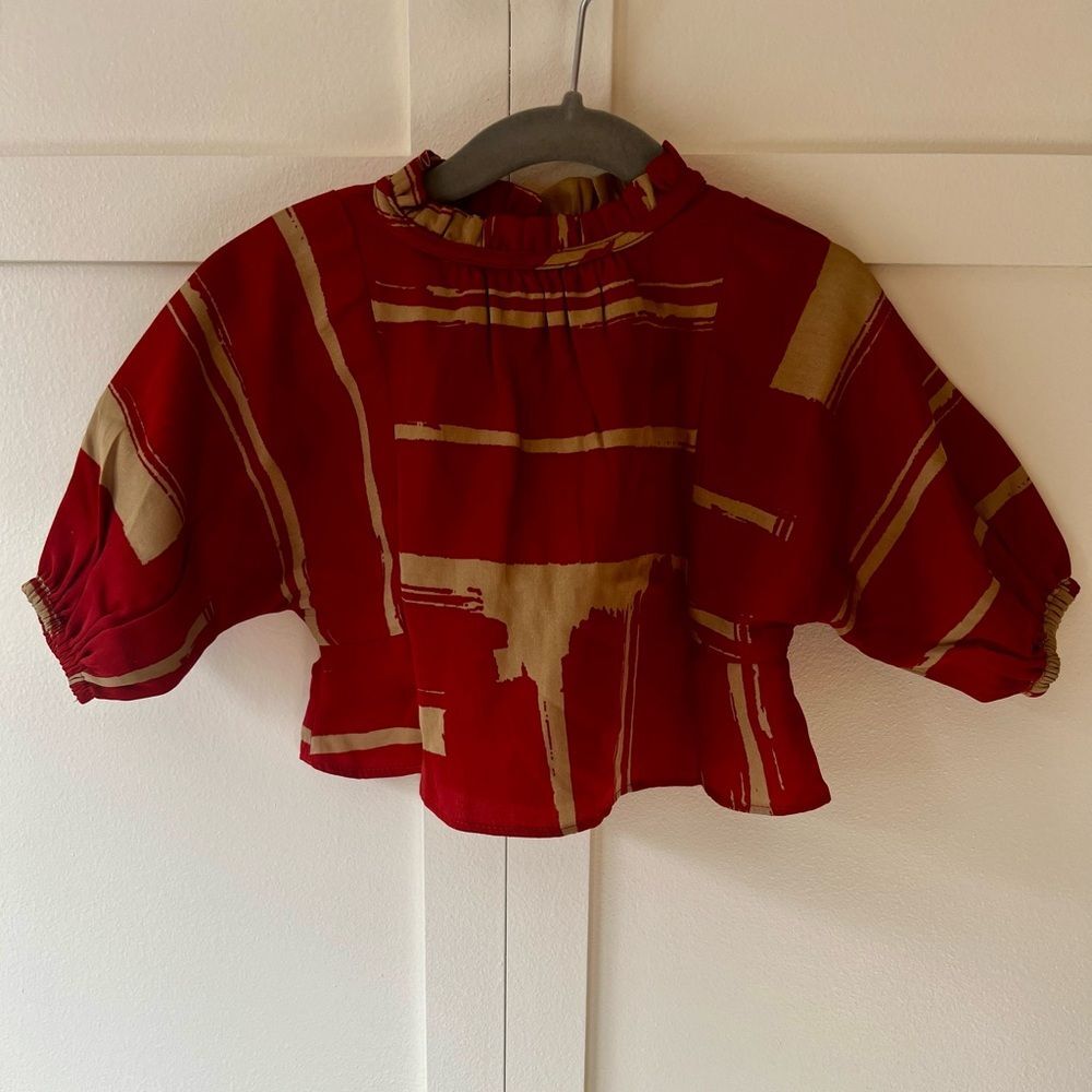 Banana Republic Baby NWT Girl Infant Red Blouse Shirt Size 3-6 Months