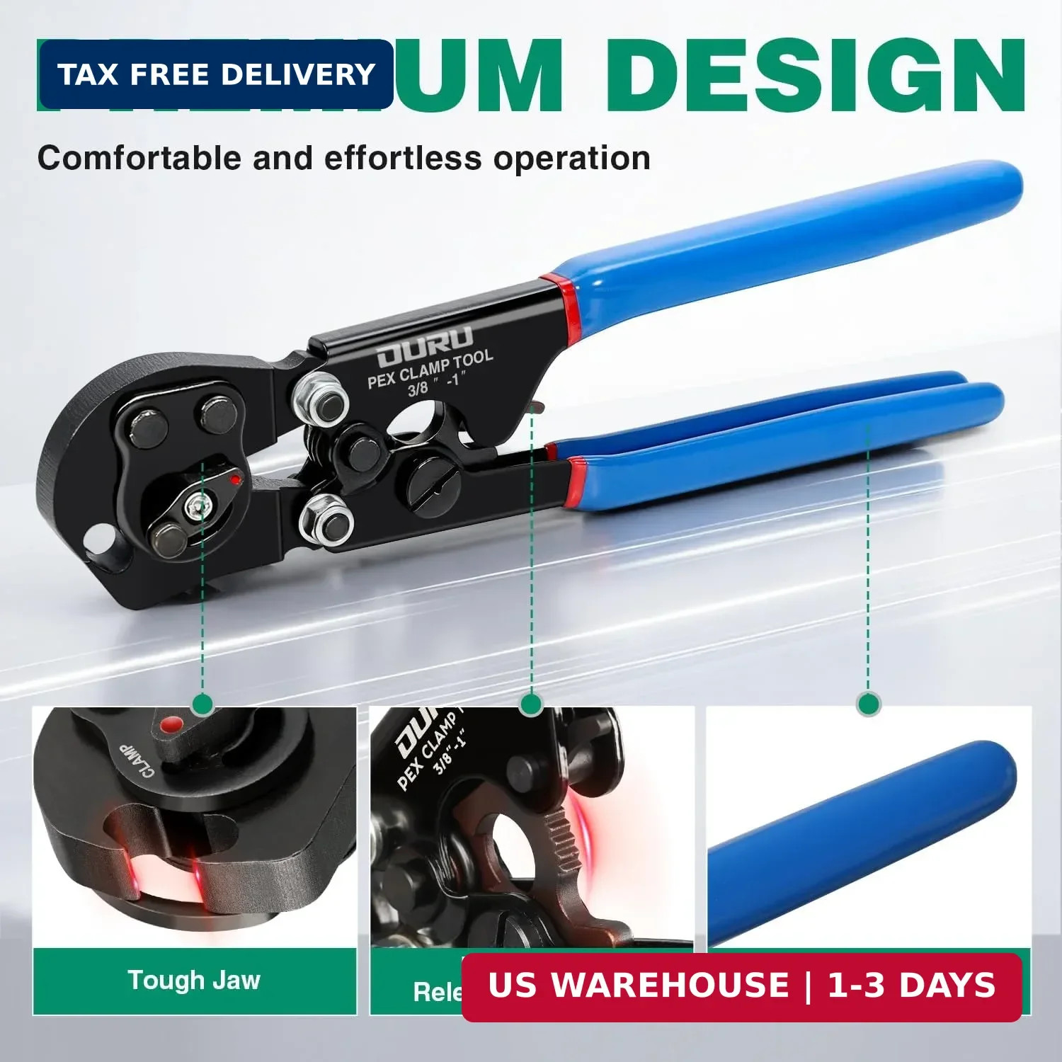 2 IN 1 Ratchet Pex Crimping Tool Cinch and Remove Combo Function Pex Pipe Crimp