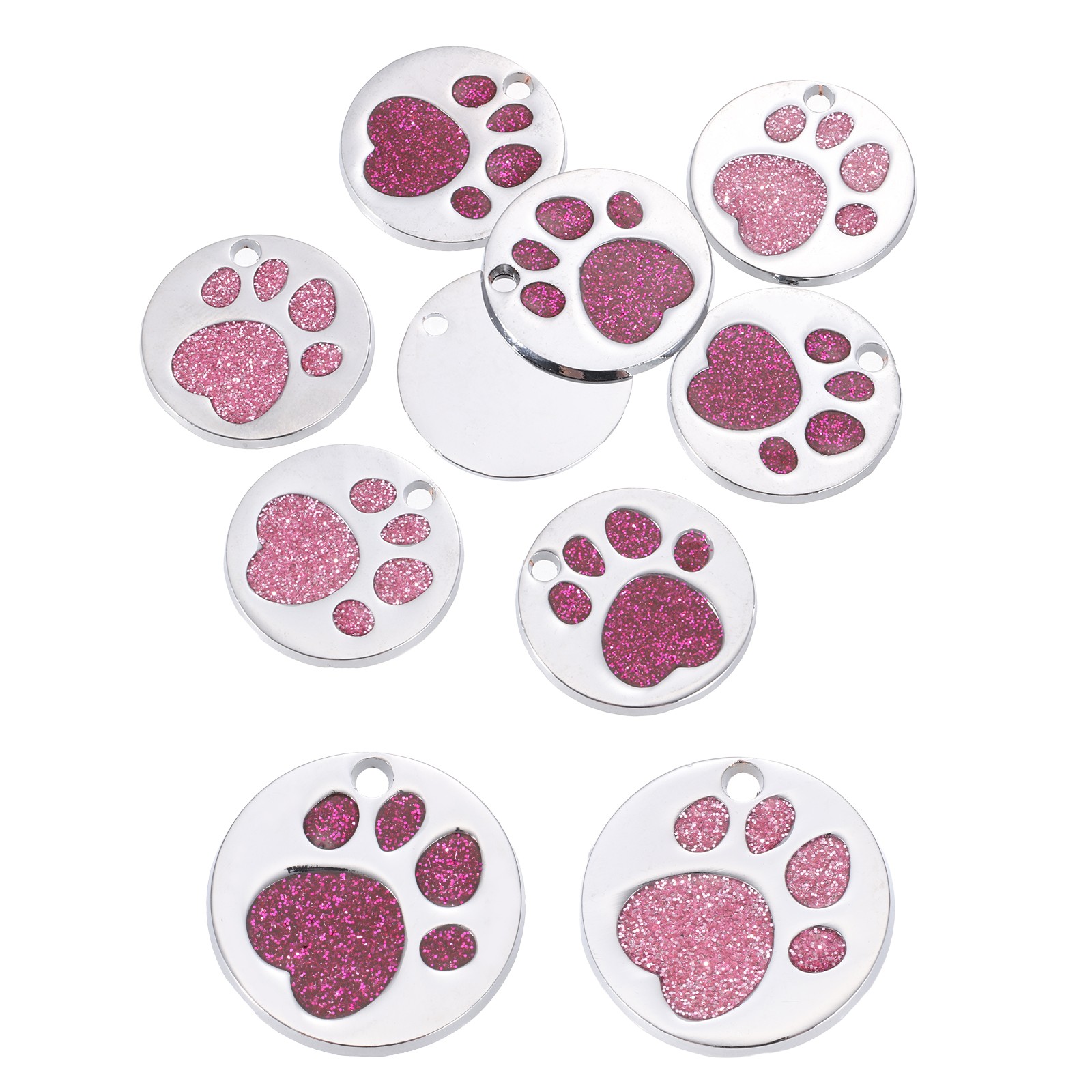 Enamel Paw Print Charm, 10Pcs Alloy Enamel Pendants, Pink/Rose Red