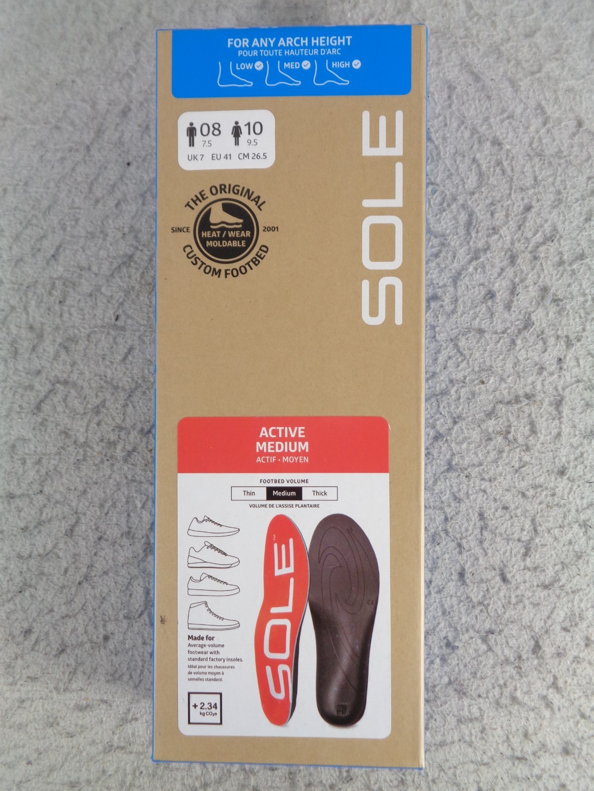 SOLE Active Medium Moldable Orthopedic Insoles Pain Relief Mens 8 Womens 10