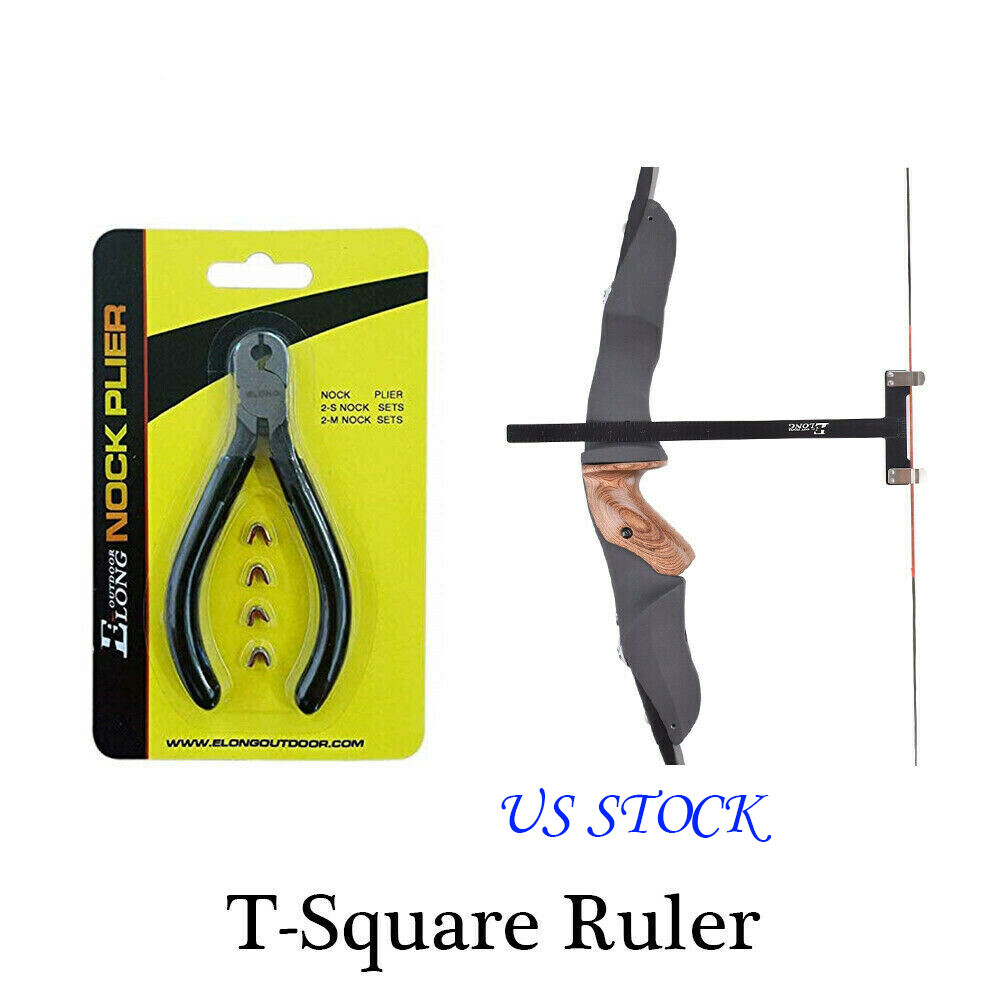 Archery Recurve Bow String Nock Set Plier Black T Square Ruler Arrow Rest Kit