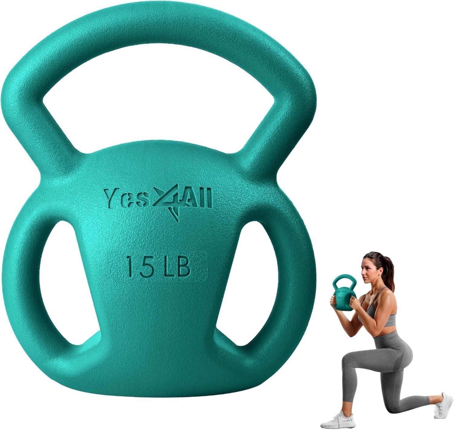 15LB Kettlebell Strength Training Women Wide Multi-grip Textured Handle