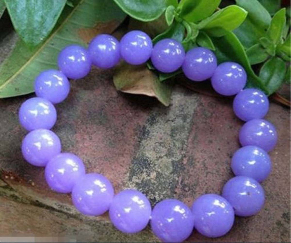 Natural 10mm Lavender Purple Jade Gemstone Round Beads Stretch Bracelet 7.5''