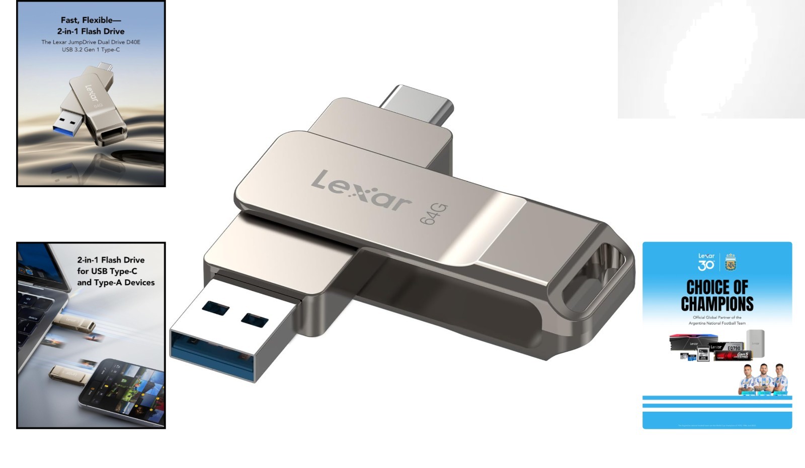 D40E 64GB Metal USB Jump Drive - Durable, Portable & Secure with AES-Cryption