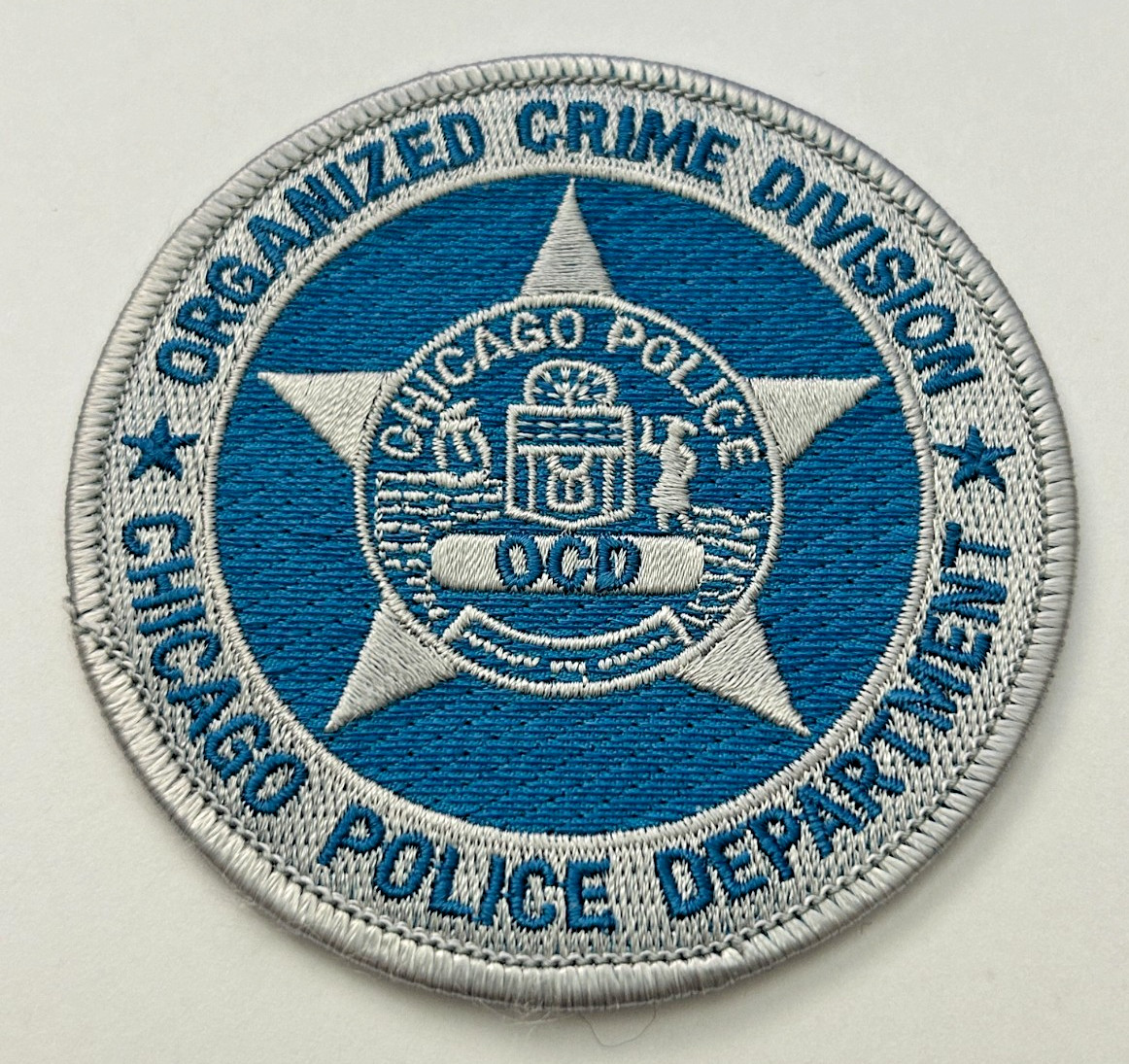 Chicago Illinois Police OCD Organized Crime Division Blue & Silver Patch Unused