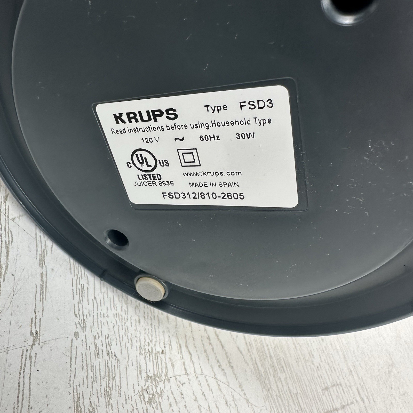Krups FSD3 FSD312 Electric Citrus Juicer White