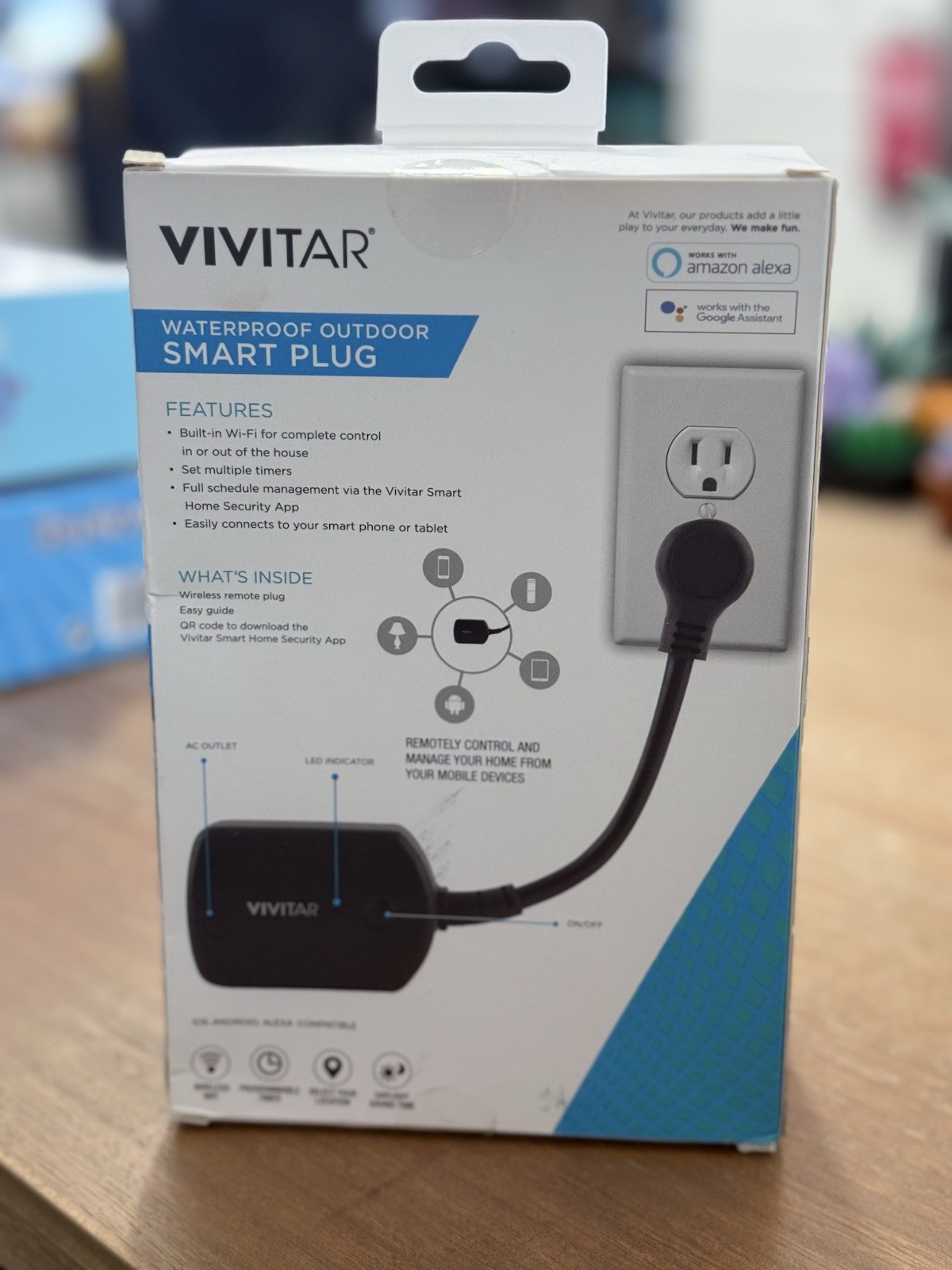 Vivitar Smart Security Waterproof Outdoor Smart Plug-Alexa and Google Assistant