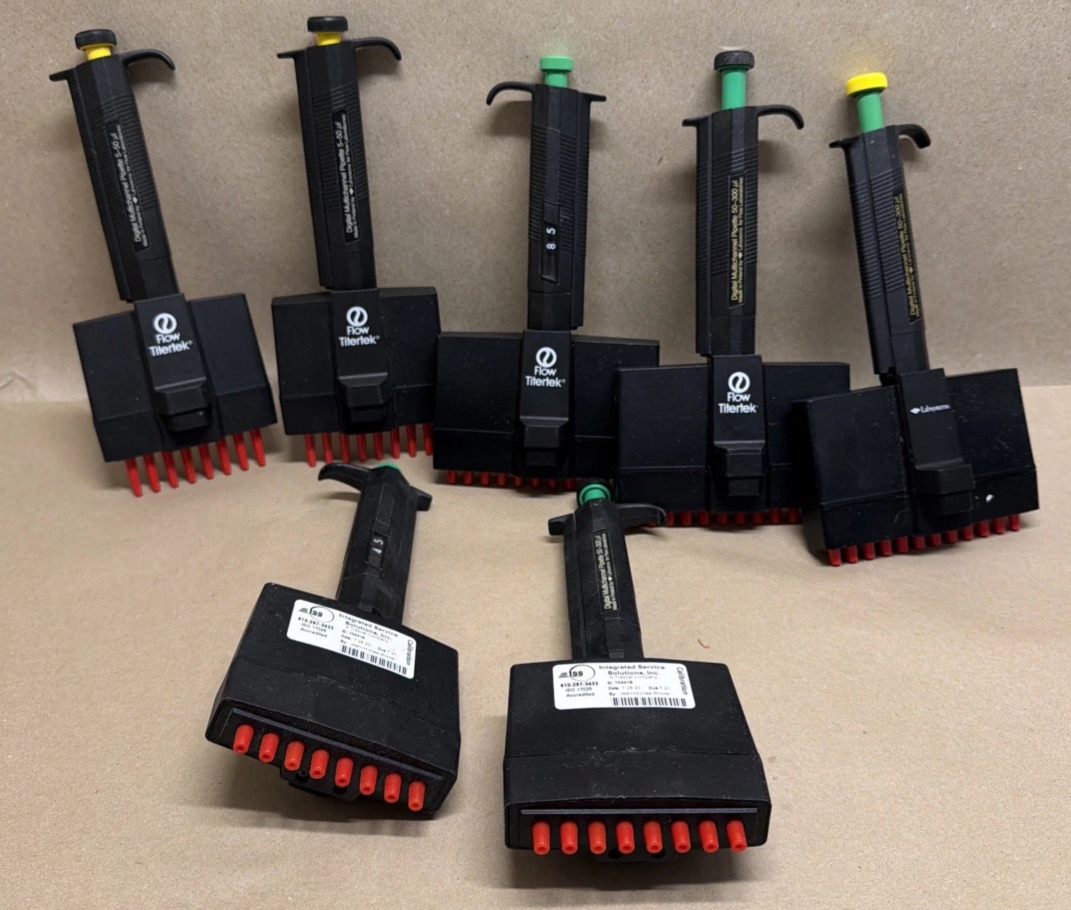Lot of 7 Flow Titertek Labsystems Multichannel Pipettes - Used Finland