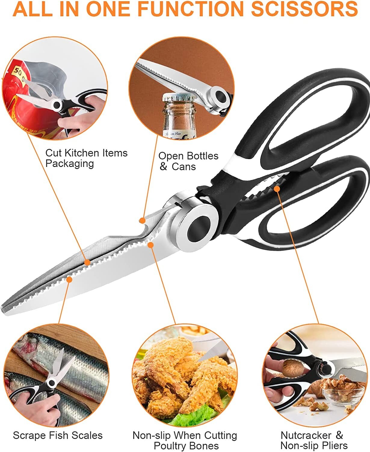 2 Pack Heavy Duty Kitchen Shears Stainless Steel Kitchen Scissors Ultra Sharp