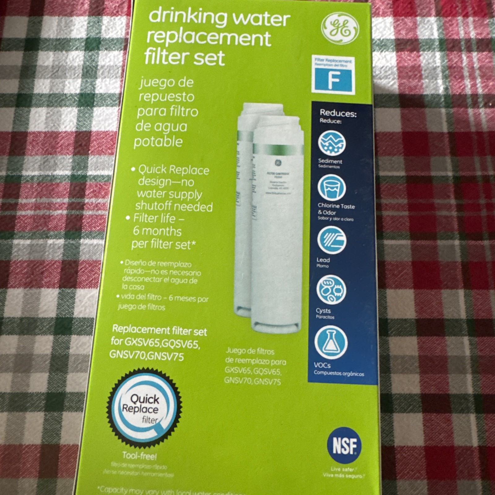 Genuine GE FQSVF Water Filter Set for GXSV65 GQSV65 GNSV70 GNSV75 2-Pack