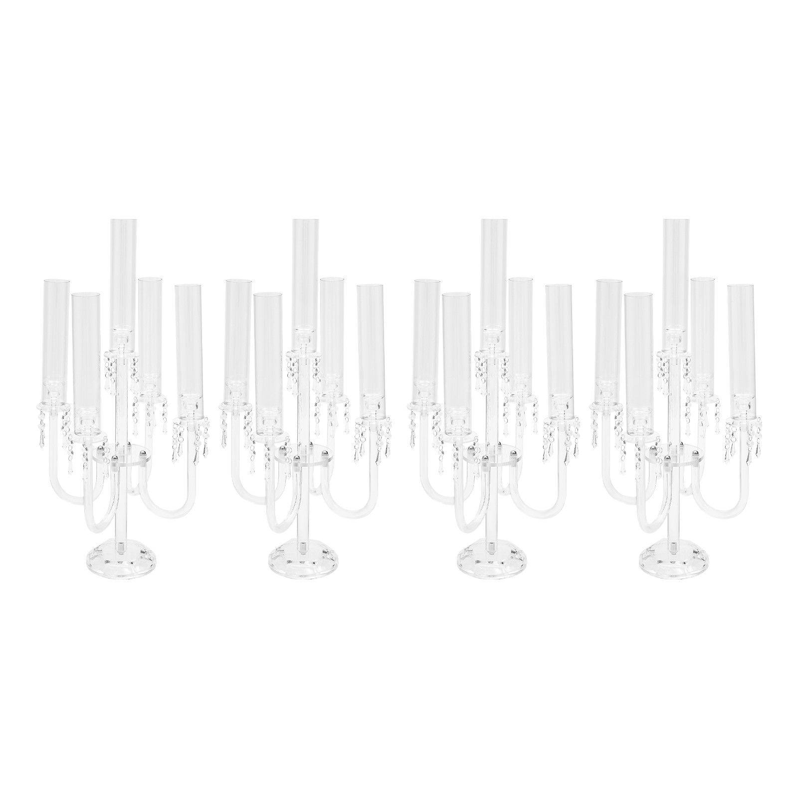 4PCS 5-Arm Candle Holders, 70cm Acrylic Candle Holders, Tabletop Candle Holders