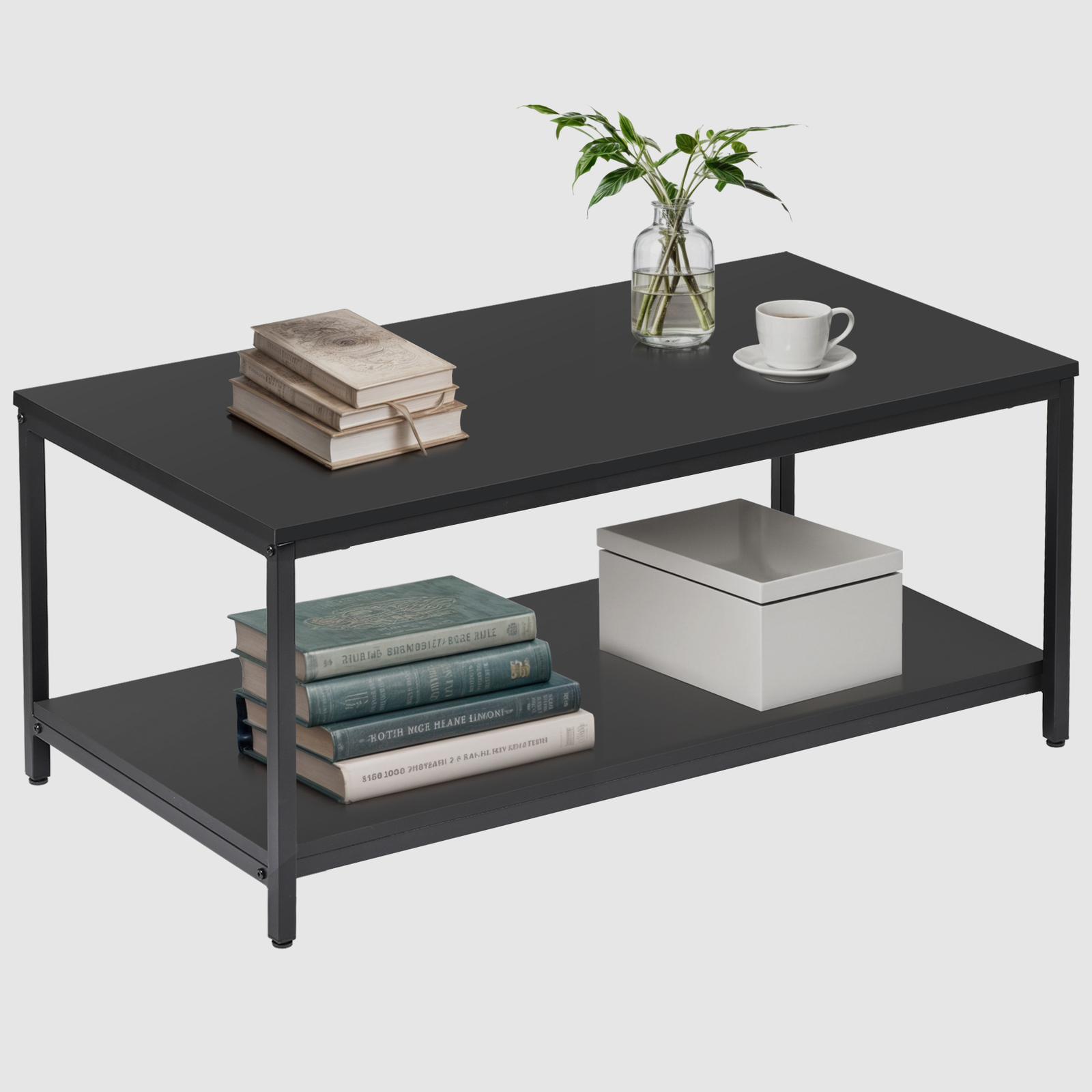 2-Tier Industrial Coffee Table w/Storage Shelf Rectangle TV Stand Side End Table