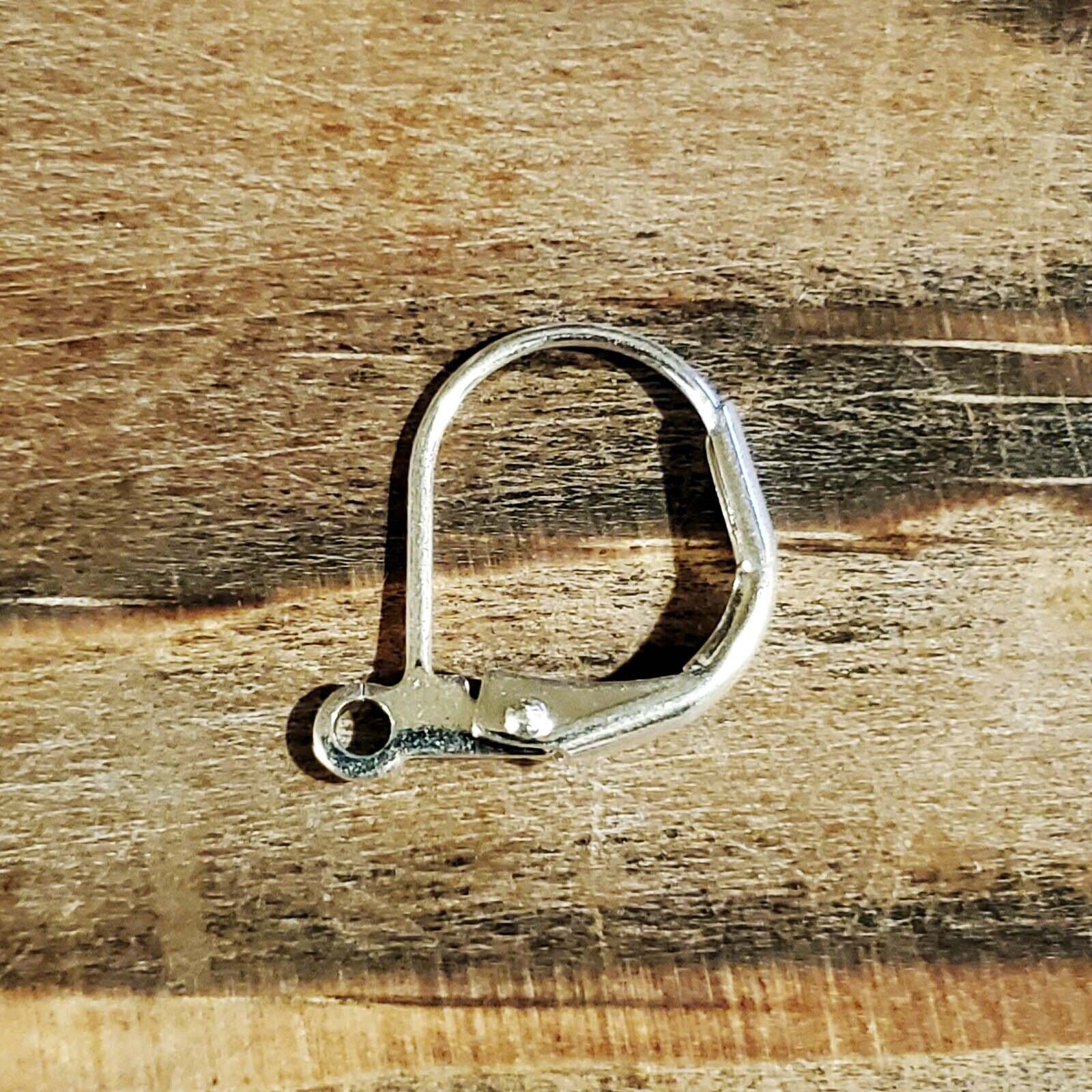 Silver Plated Brass Round Leverback Earwires Earring Hooks Findings 10 pcs