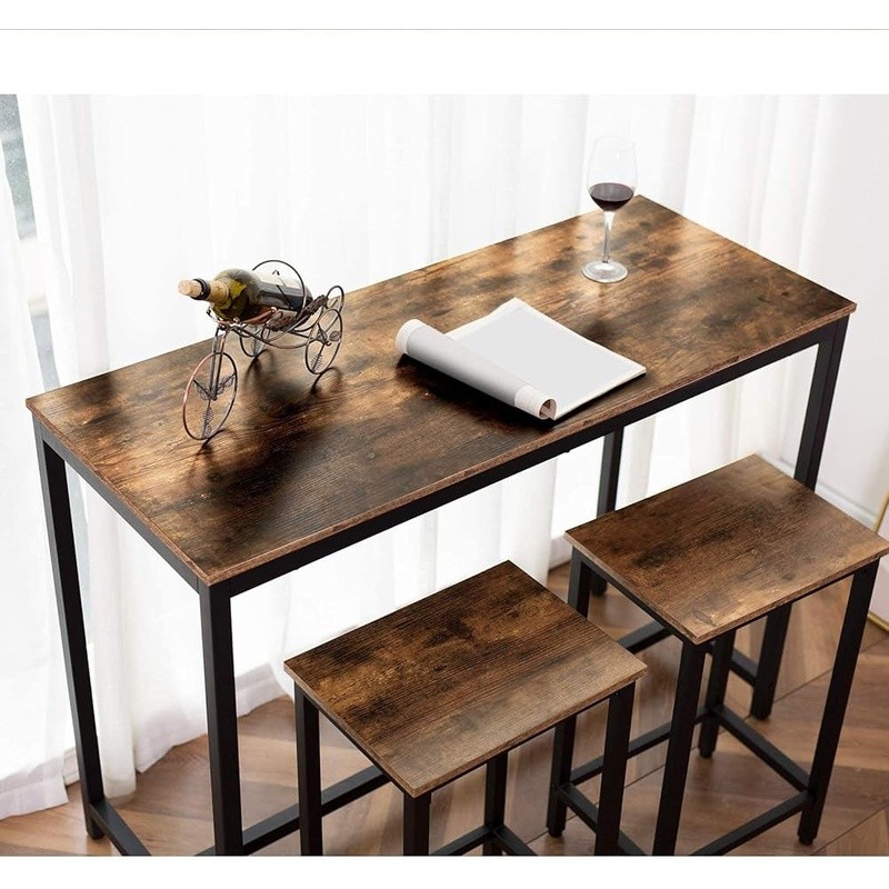 Industrial Bar Height Table Set W/ Stools Perfect Dining Kitchen & Home Use