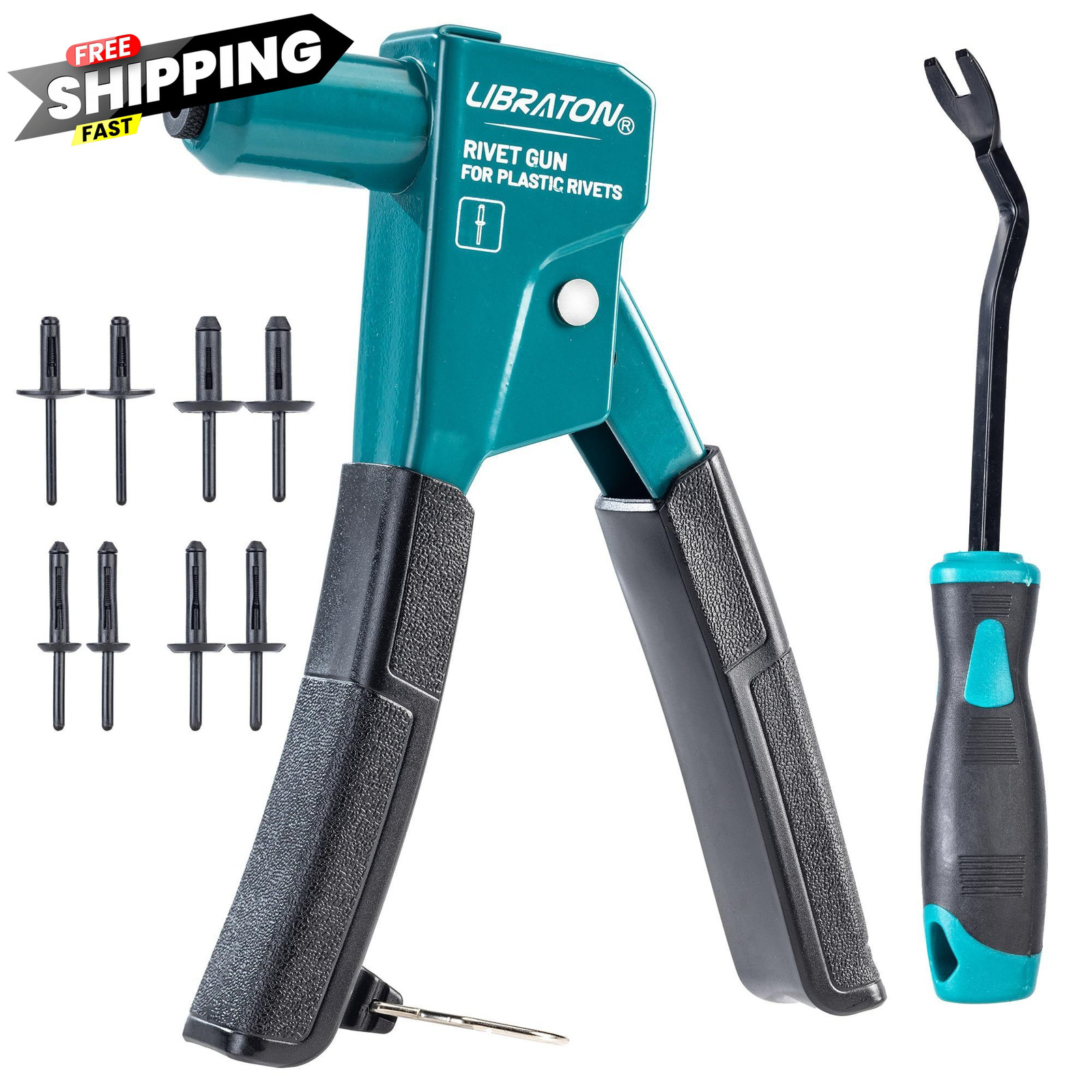 LIBRATON Plastic Rivet Gun Kit with Fastener Remover, 90 Degree Angle Hand...