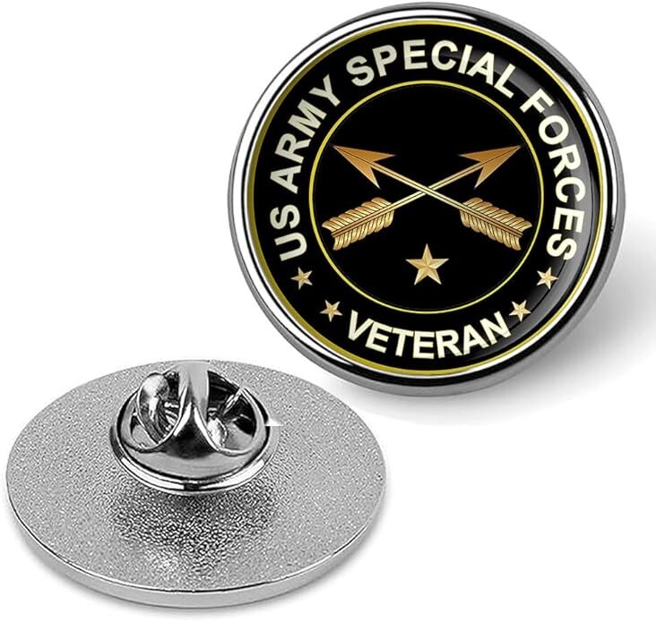 Silver US Army Special Forces Veteran Lapel Pin Veteran Tie Suit Shirt Pinback