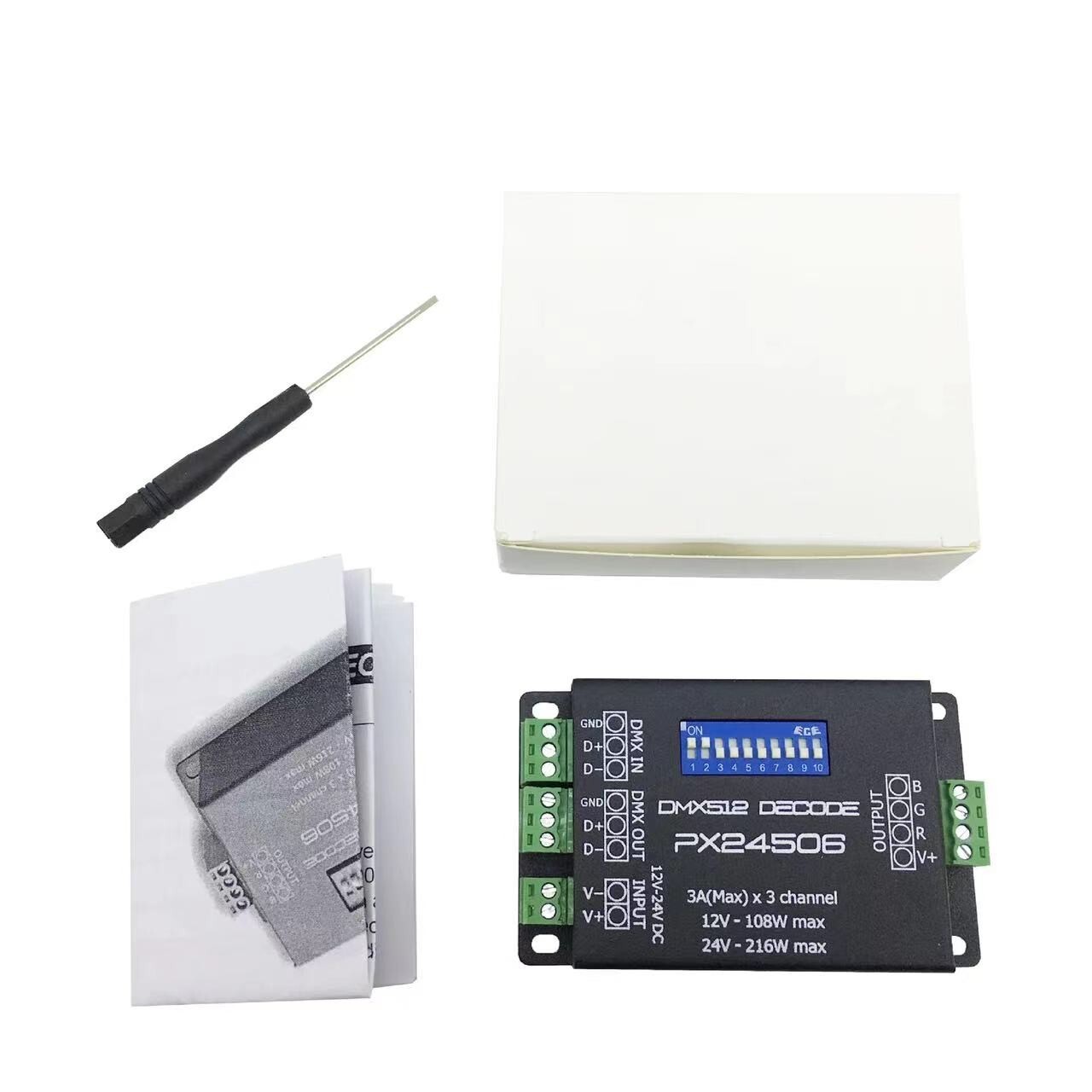 DMX 512 Decoder driver DMX512 PX24506 RGB LED controller for 12V/24V strip modul