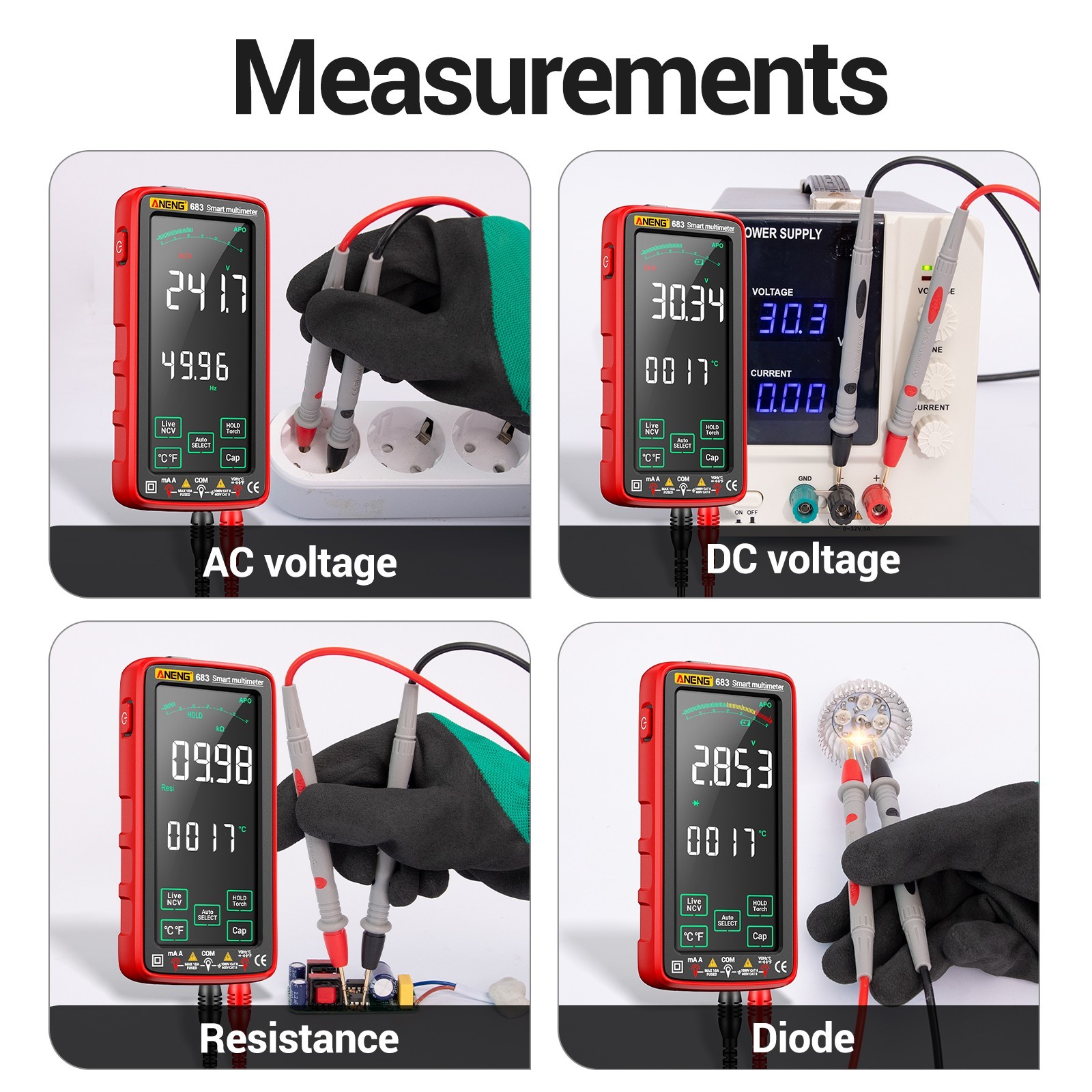 ANENG 683 Digital Multimeter True RMS 6000 Counts Touch Screen Rechargeable US