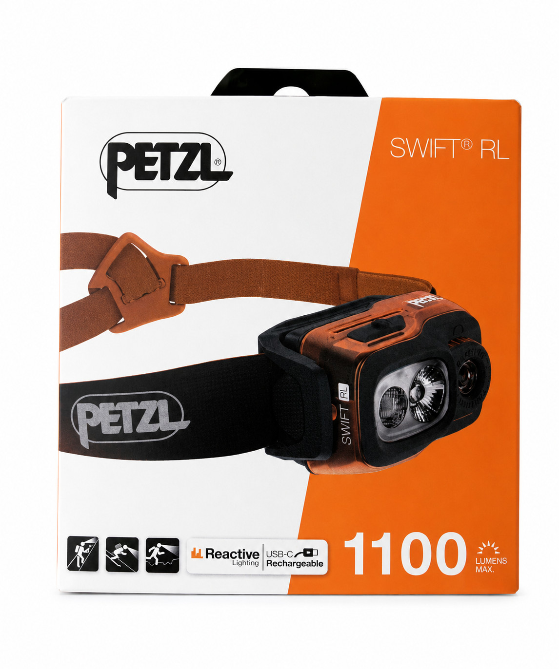 NEW SEALED PETZL Swift RL Headlamp (Orange) | 1100 Lumens | Reactive Lighting