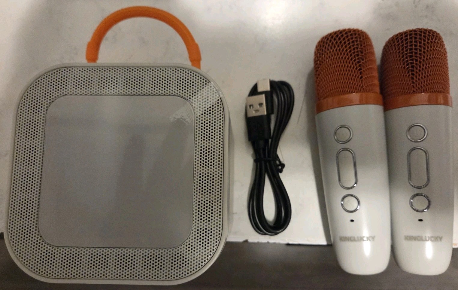 King Lucky Mini Karaoke Machine Portable Bluetooth Speaker With 2 Wireless Mic