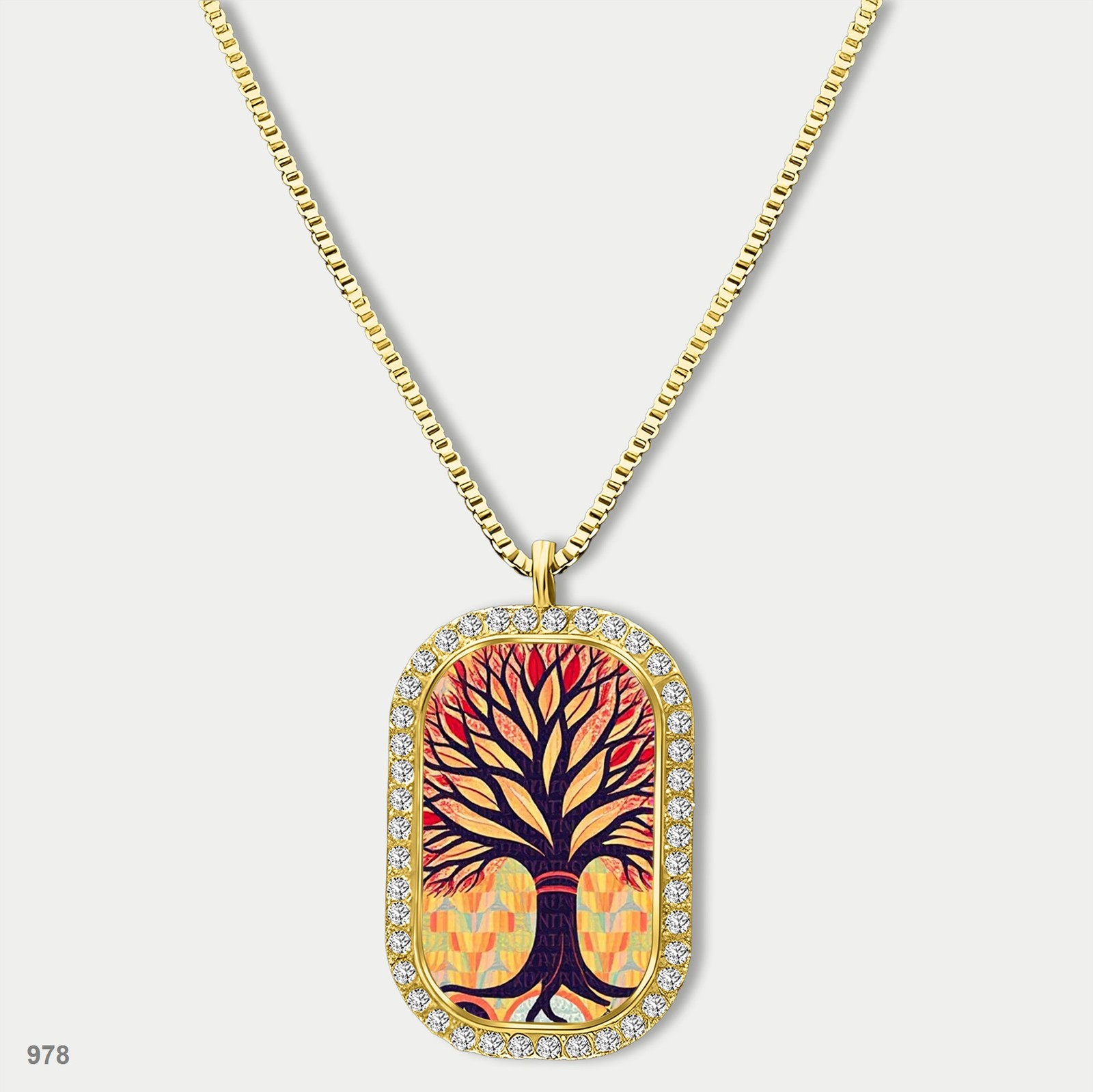 Amazing Colorful Tree of Life Pendant Necklace Chain Graphic Dog Tag Chain Gift