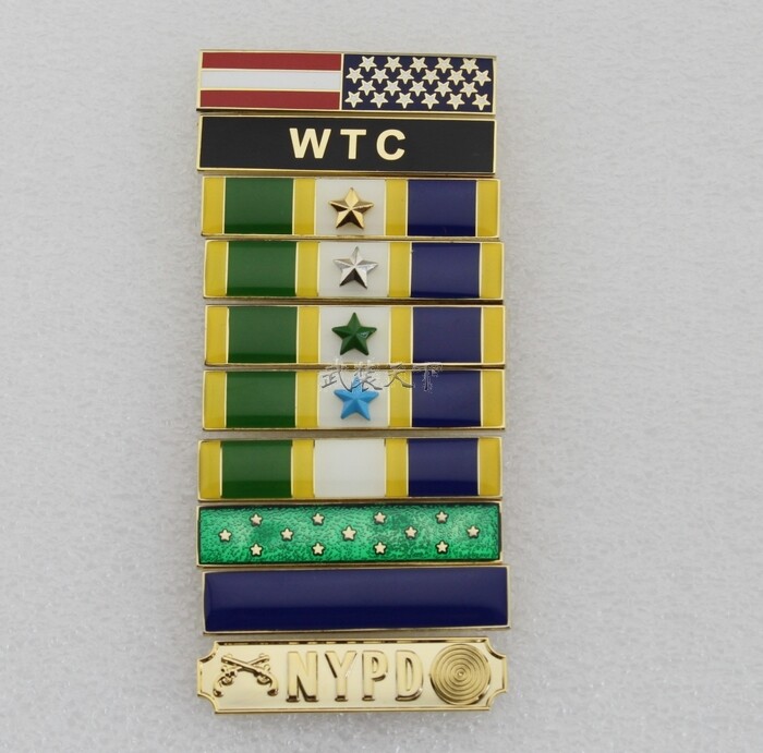 10pcs/set WTC Metal US Flag Clothes Unifrom NYPD Pin Badge