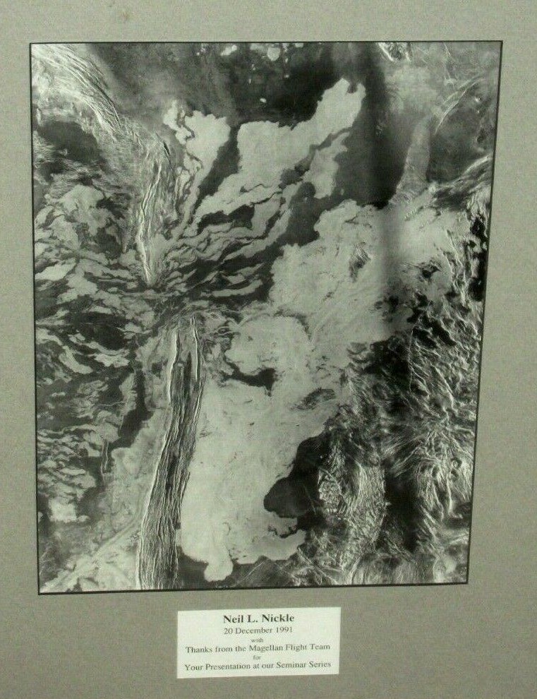Official NASA Magellan Venus Ammavaru Caldera Lava Framed Presentation Photo