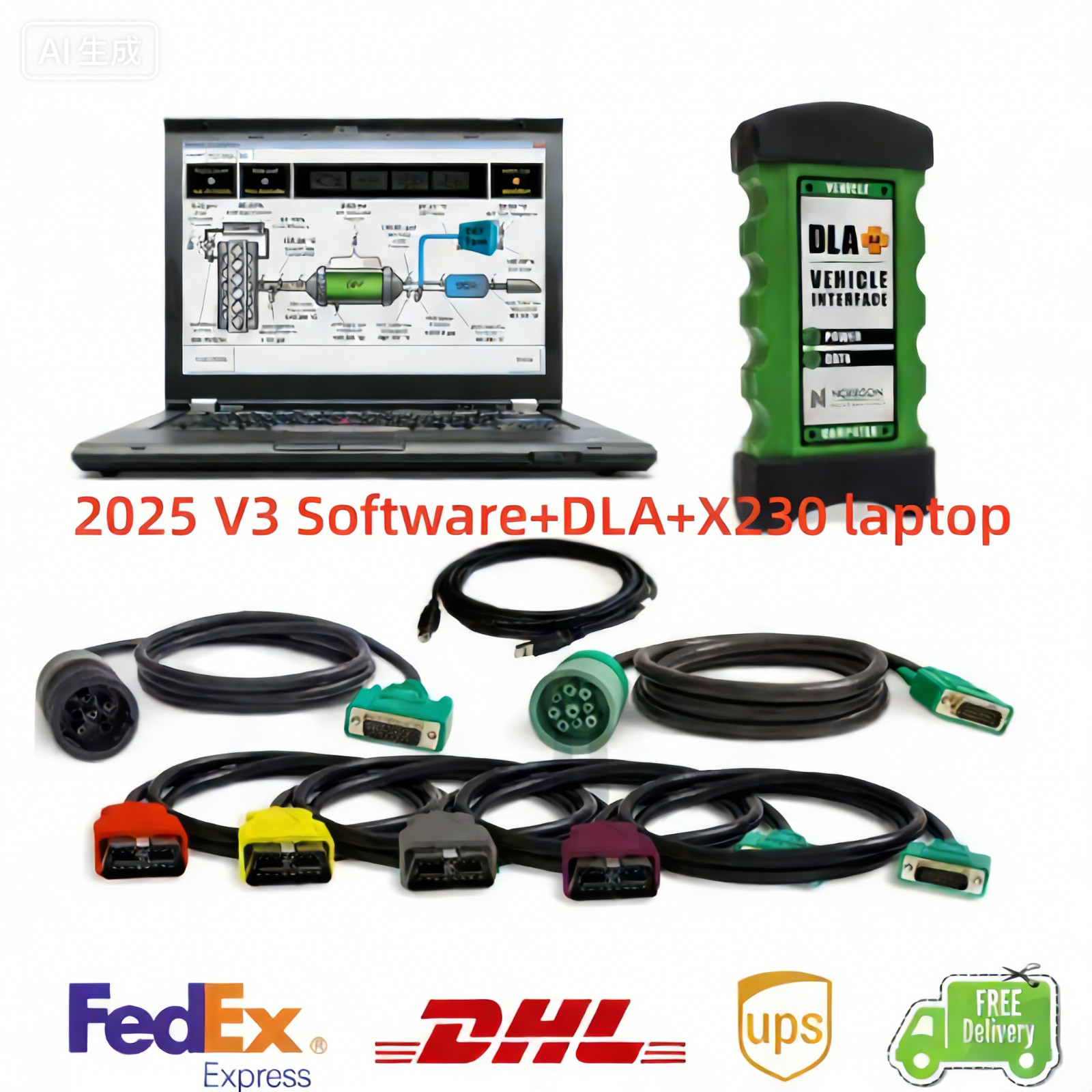 for JPRO DLA 2025 V3 Diesel Heavy Duty Truck Scanner Diagnostic tool X230 laptop