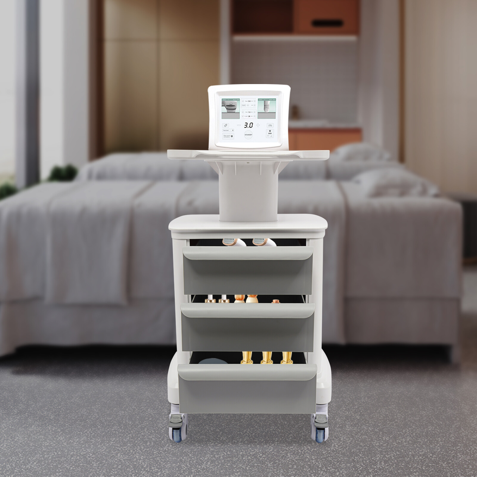 3-Drawers Commercial Utility Cart Mobile Storage Cart Hospital Office Lab Cart