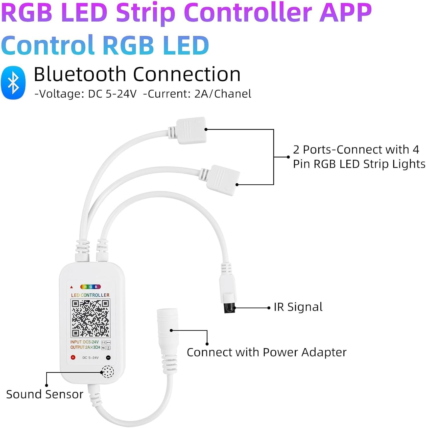 Versatile Bluetooth RGB LED Controller with Music Sync & Timer Function